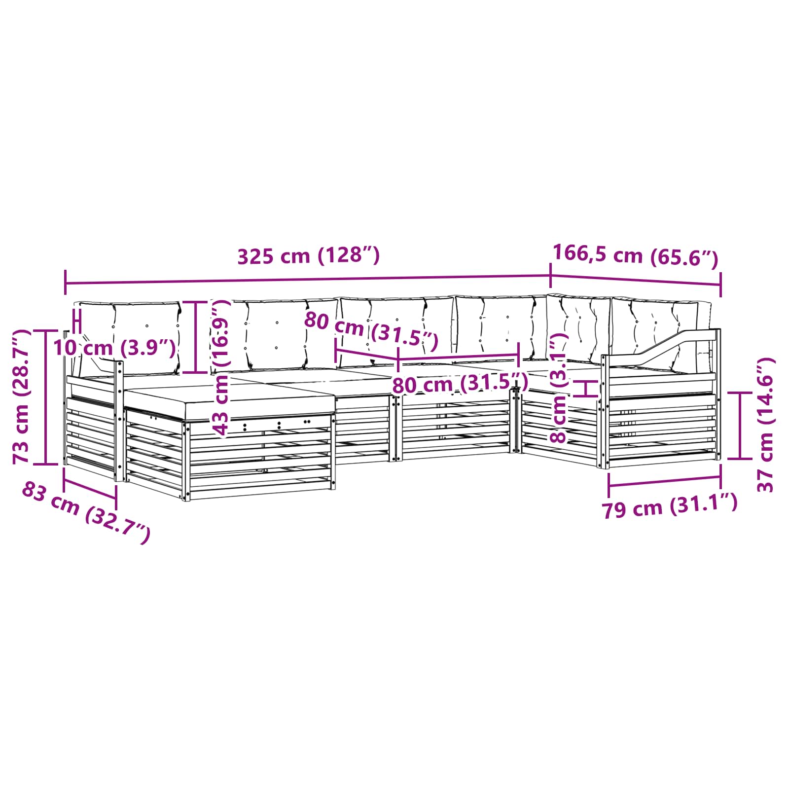 Buiten bankenset met kussen 6 pcs Natuurlijk en Crème is nu te koop bij PeponiXL, paradijselijk wonen!
