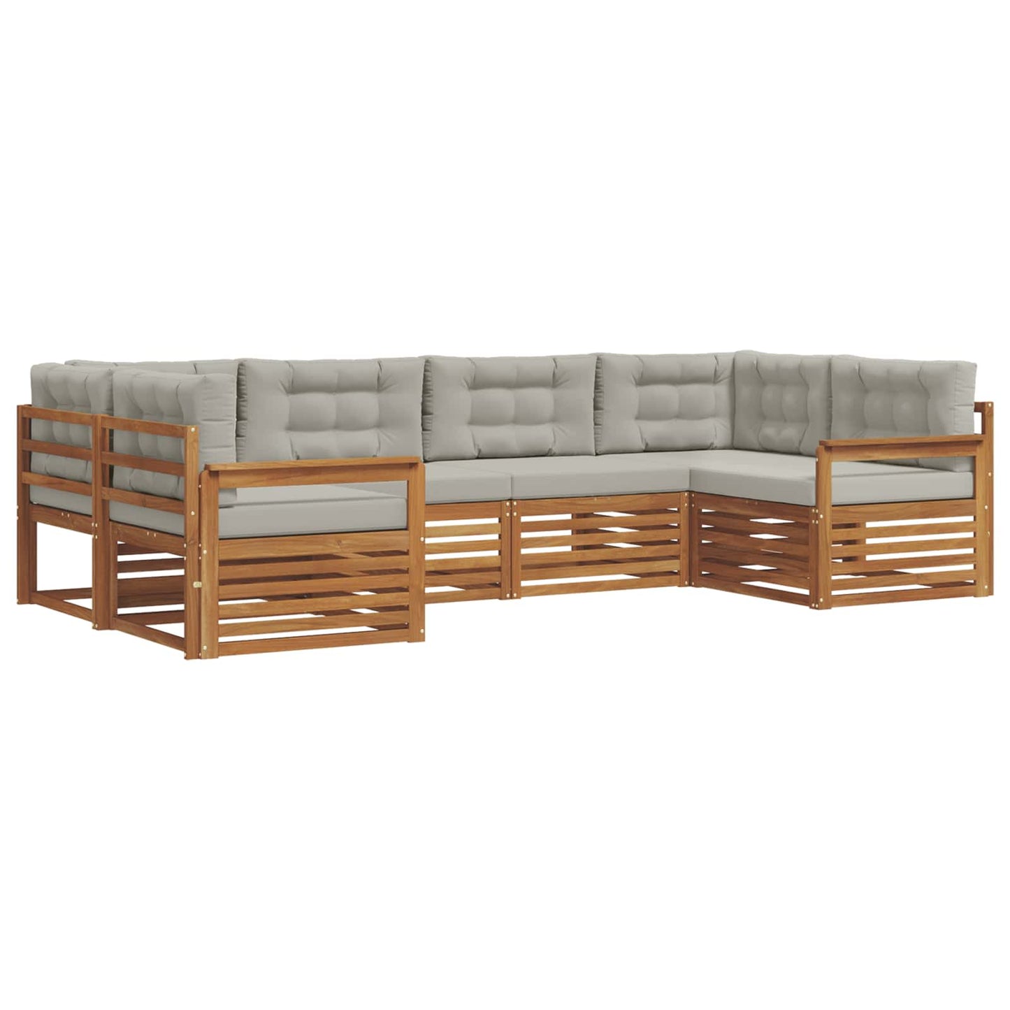 Buiten bankenset met kussen 6 pcs Natuurlijk en Lichtgrijs is nu te koop bij PeponiXL, paradijselijk wonen!