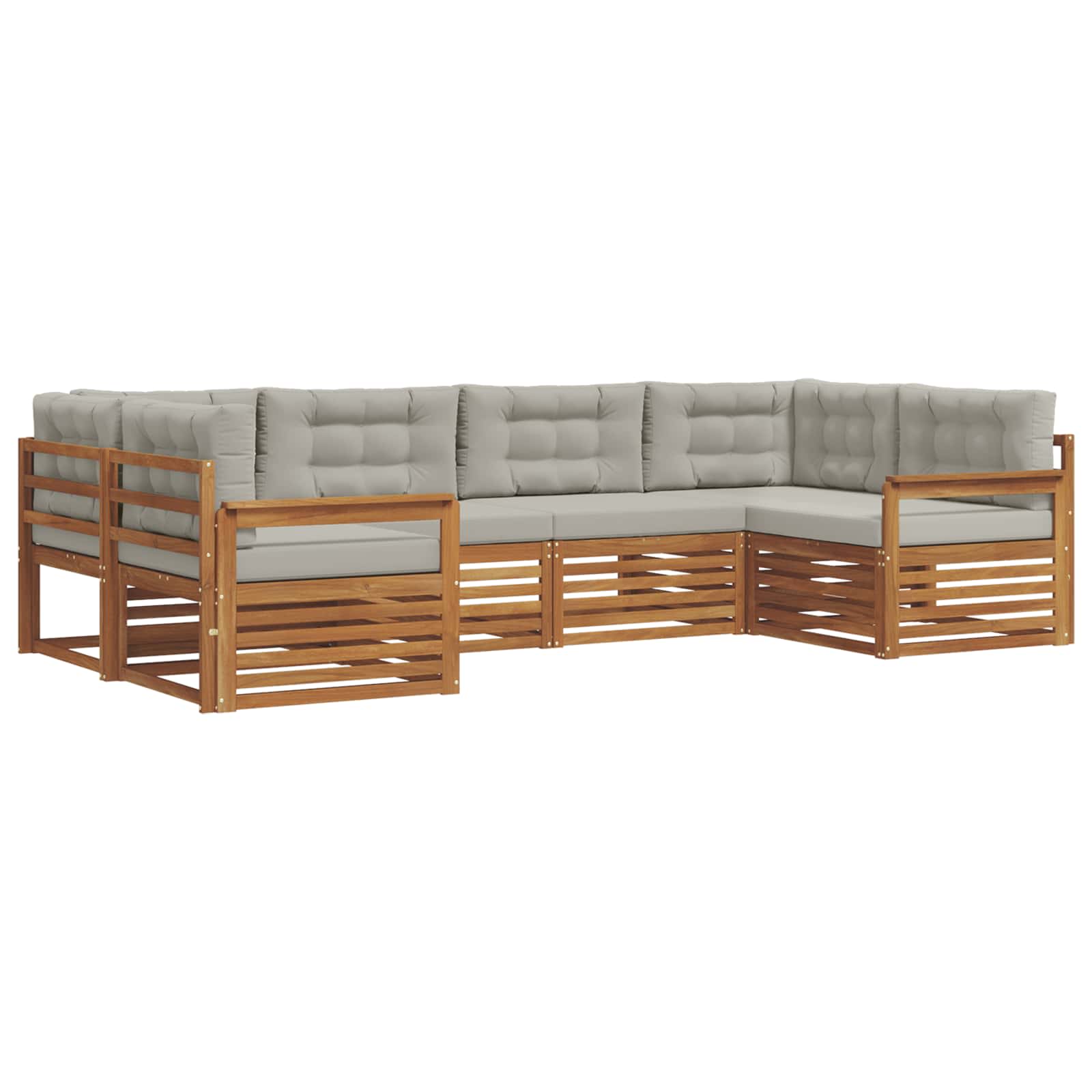 Buiten bankenset met kussen 6 pcs Natuurlijk en Lichtgrijs is nu te koop bij PeponiXL, paradijselijk wonen!