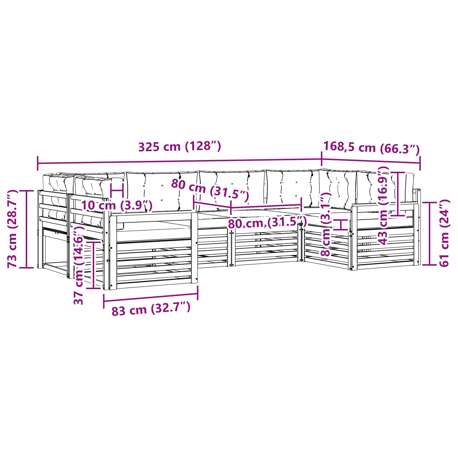 Buiten bankenset met kussen 6 pcs Natuurlijk en Lichtgrijs is nu te koop bij PeponiXL, paradijselijk wonen!