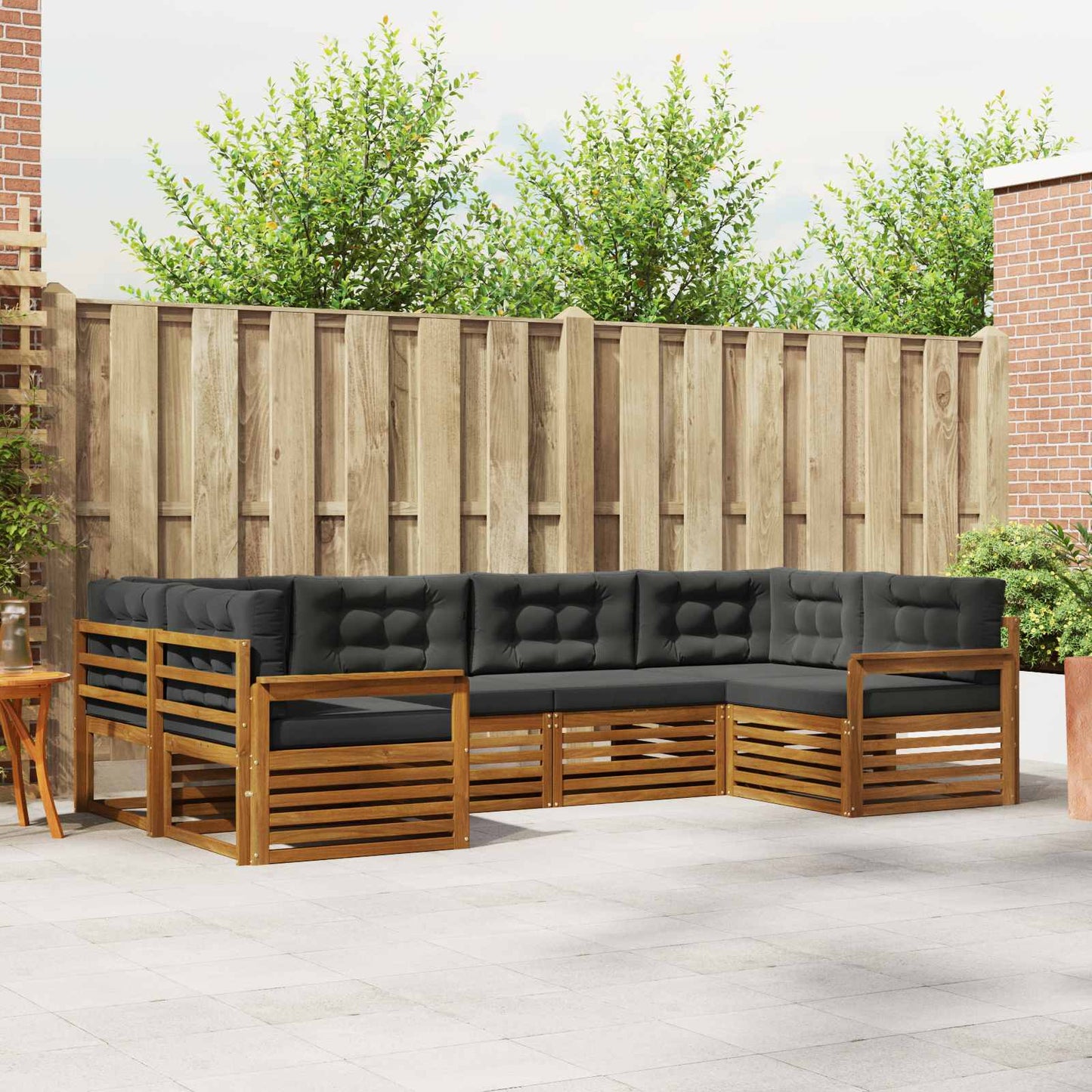Buiten bankenset met kussen 6 pcs Natuurlijk en Antraciet is nu te koop bij PeponiXL, paradijselijk wonen!