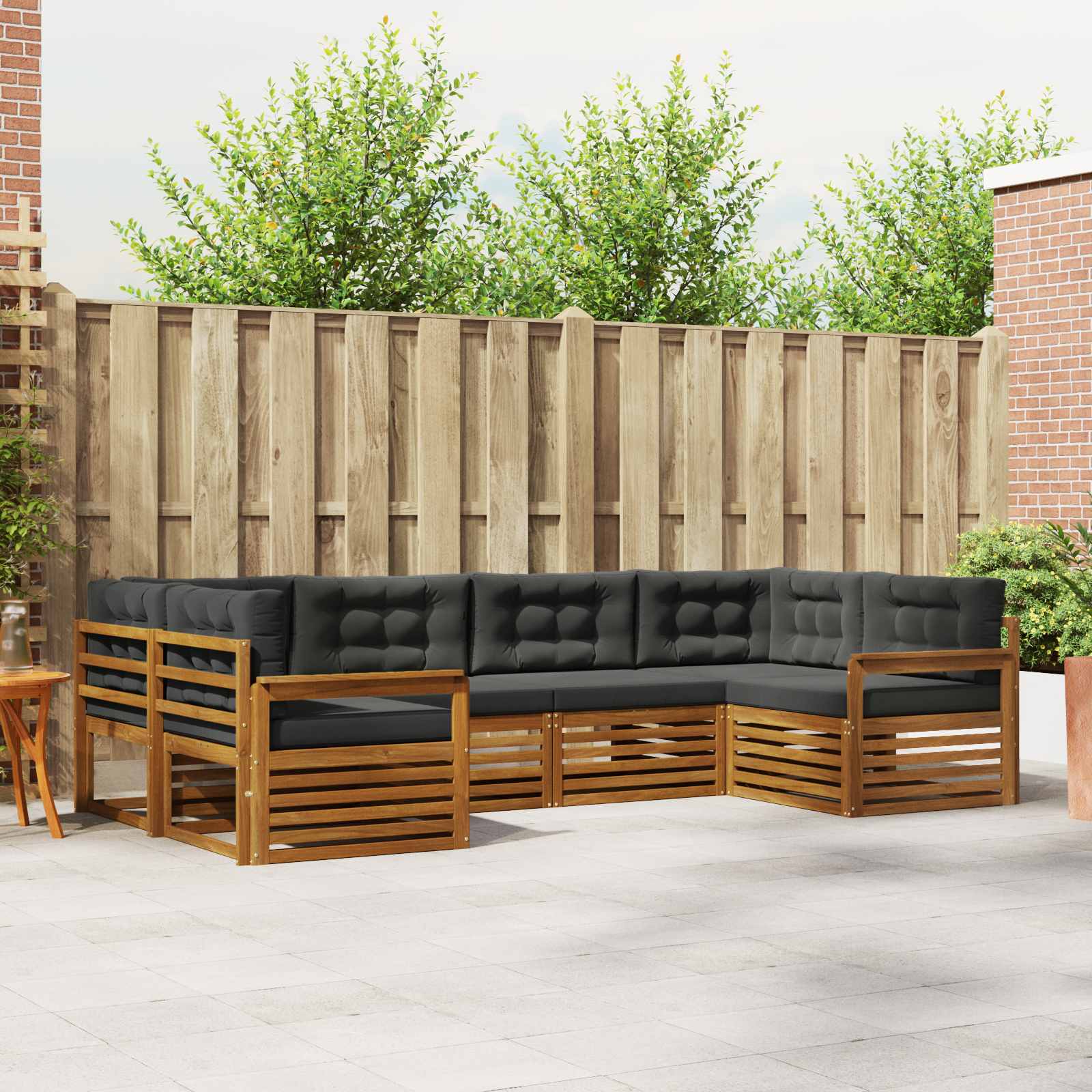 Buiten bankenset met kussen 6 pcs Natuurlijk en Antraciet is nu te koop bij PeponiXL, paradijselijk wonen!