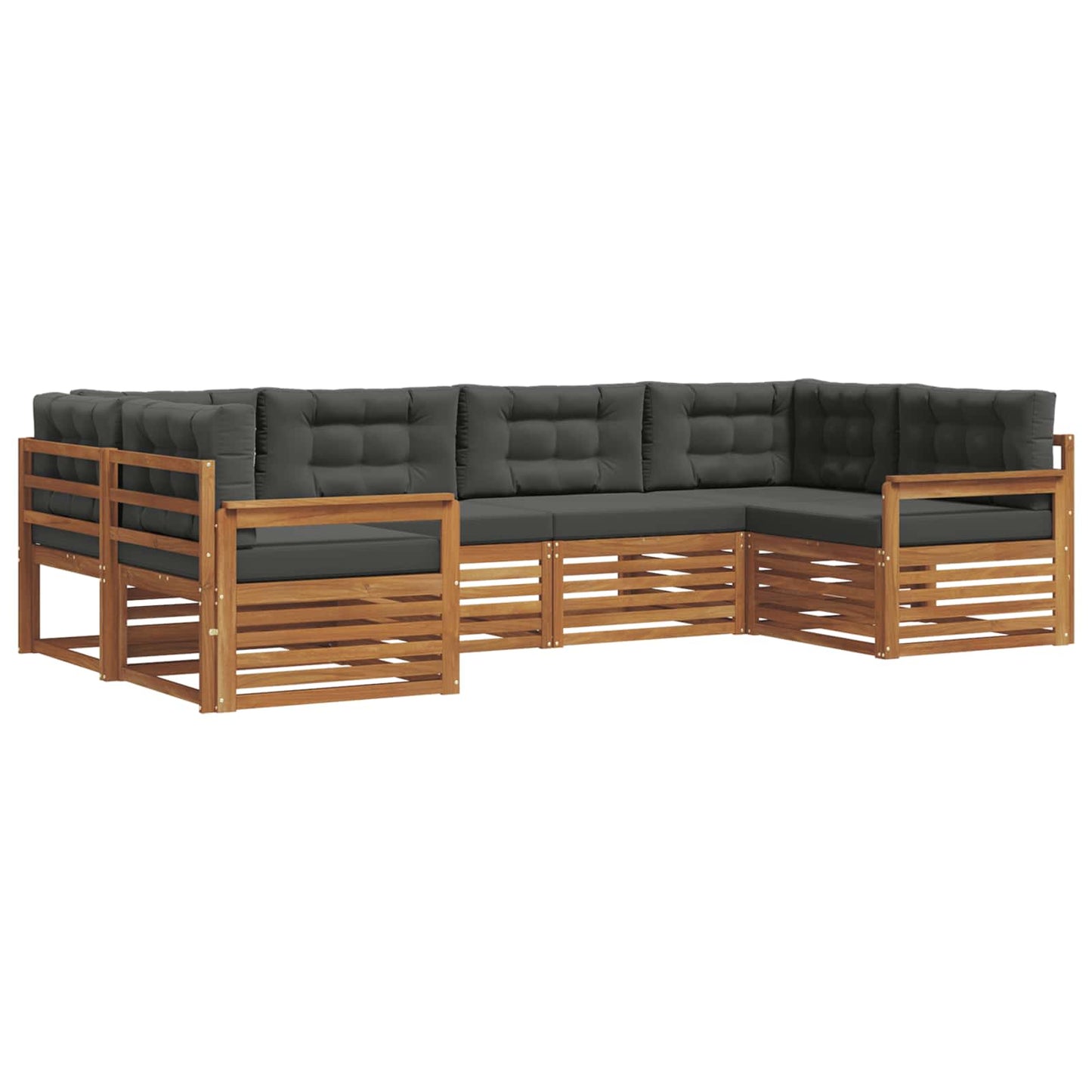 Buiten bankenset met kussen 6 pcs Natuurlijk en Antraciet is nu te koop bij PeponiXL, paradijselijk wonen!