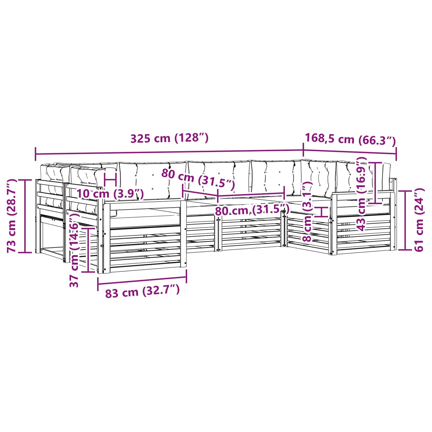 Buiten bankenset met kussen 6 pcs Natuurlijk en Antraciet is nu te koop bij PeponiXL, paradijselijk wonen!