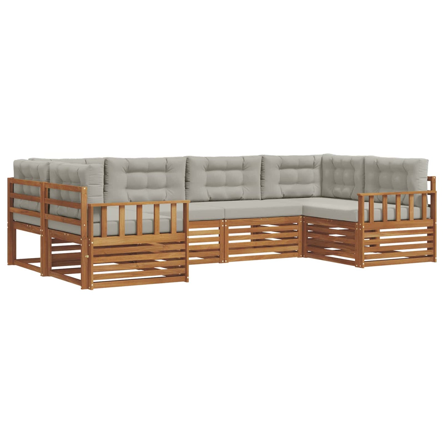 Buiten bankenset met kussen 6 pcs Natuurlijk en Lichtgrijs is nu te koop bij PeponiXL, paradijselijk wonen!
