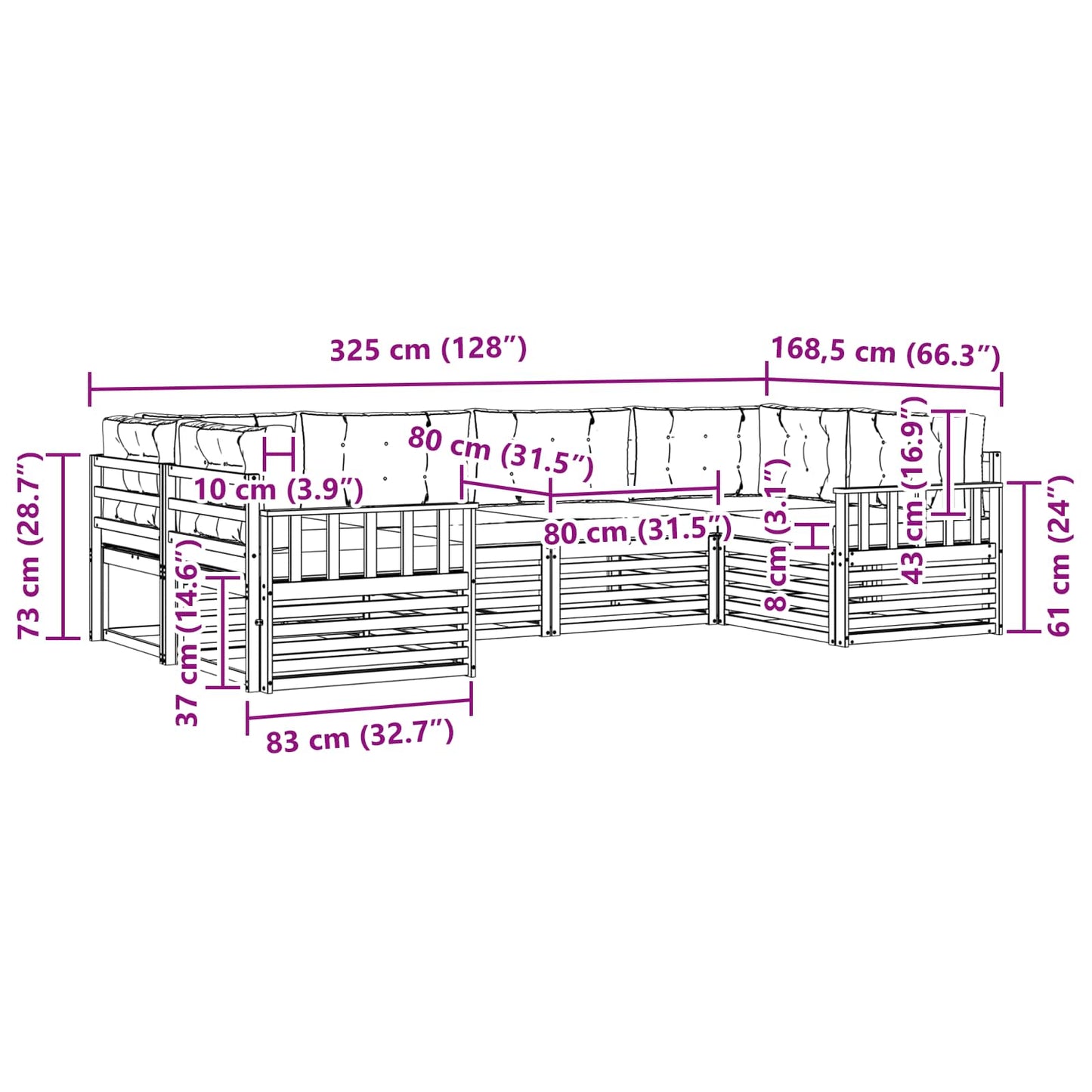 Buiten bankenset met kussen 6 pcs Natuurlijk en Lichtgrijs is nu te koop bij PeponiXL, paradijselijk wonen!