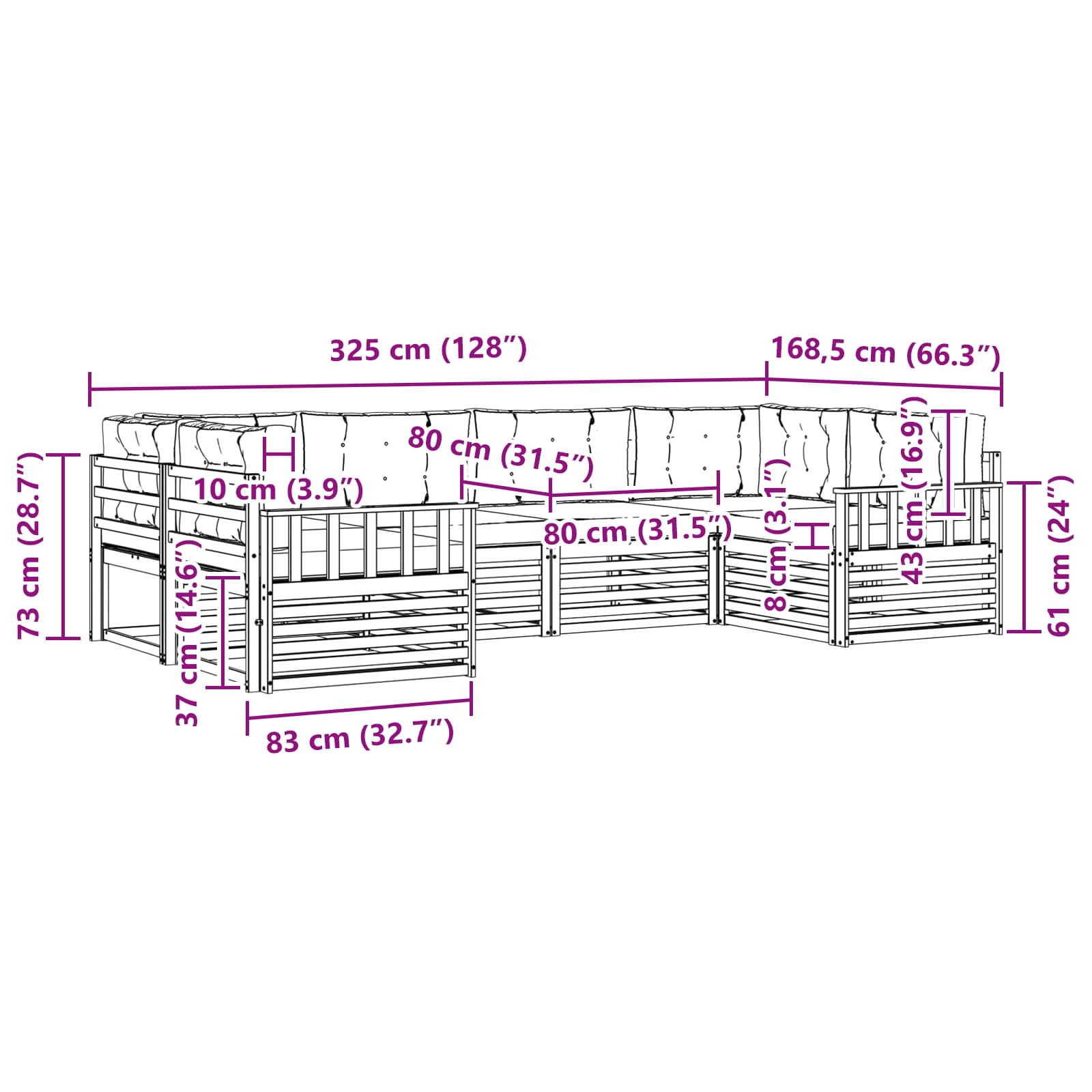 Buiten bankenset met kussen 6 pcs Natuurlijk en Lichtgrijs is nu te koop bij PeponiXL, paradijselijk wonen!