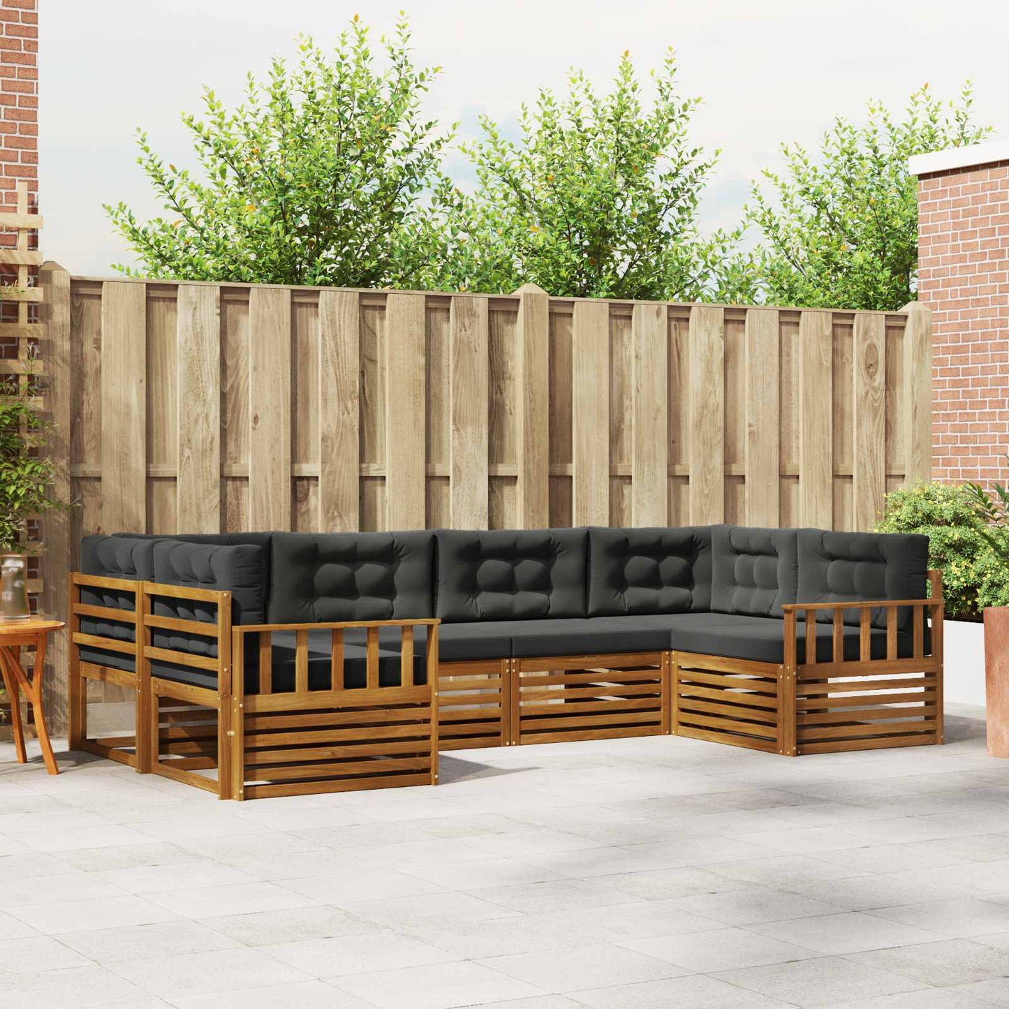 Buiten bankenset met kussen 6 pcs Natuurlijk en Antraciet is nu te koop bij PeponiXL, paradijselijk wonen!