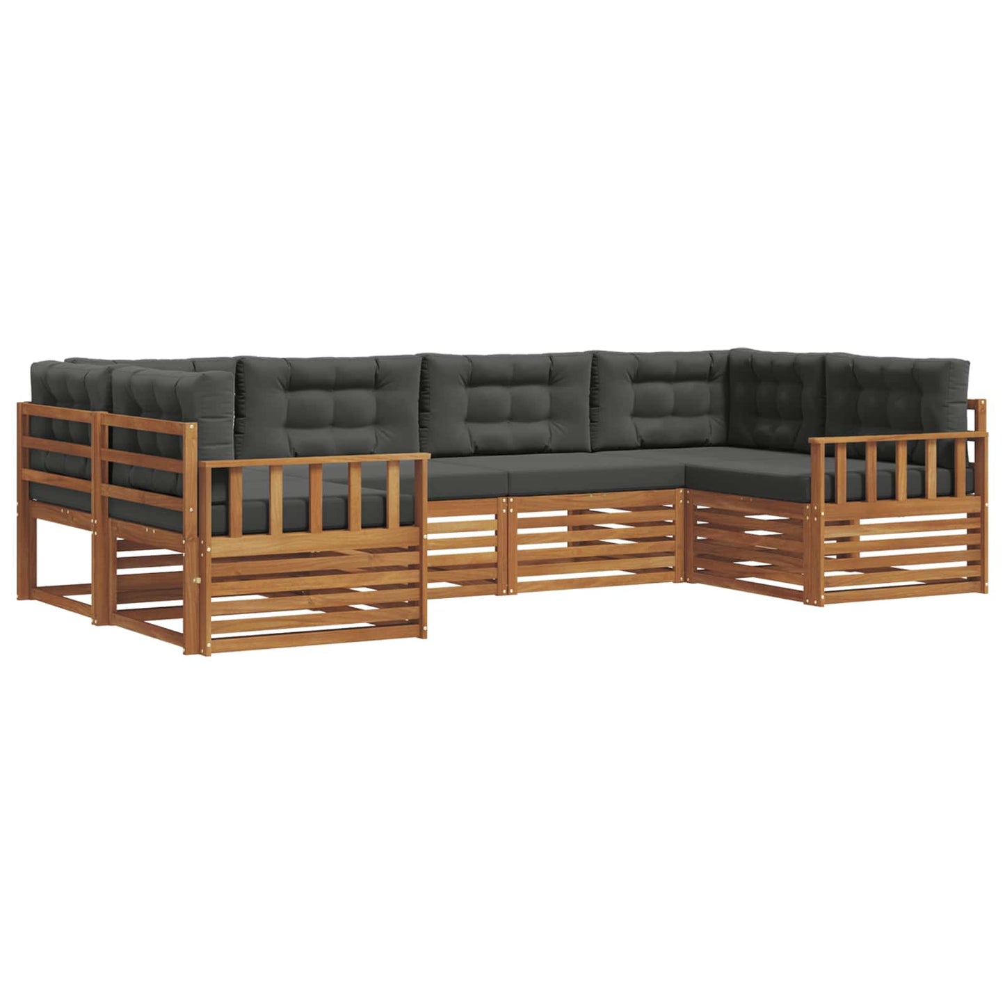 Buiten bankenset met kussen 6 pcs Natuurlijk en Antraciet is nu te koop bij PeponiXL, paradijselijk wonen!