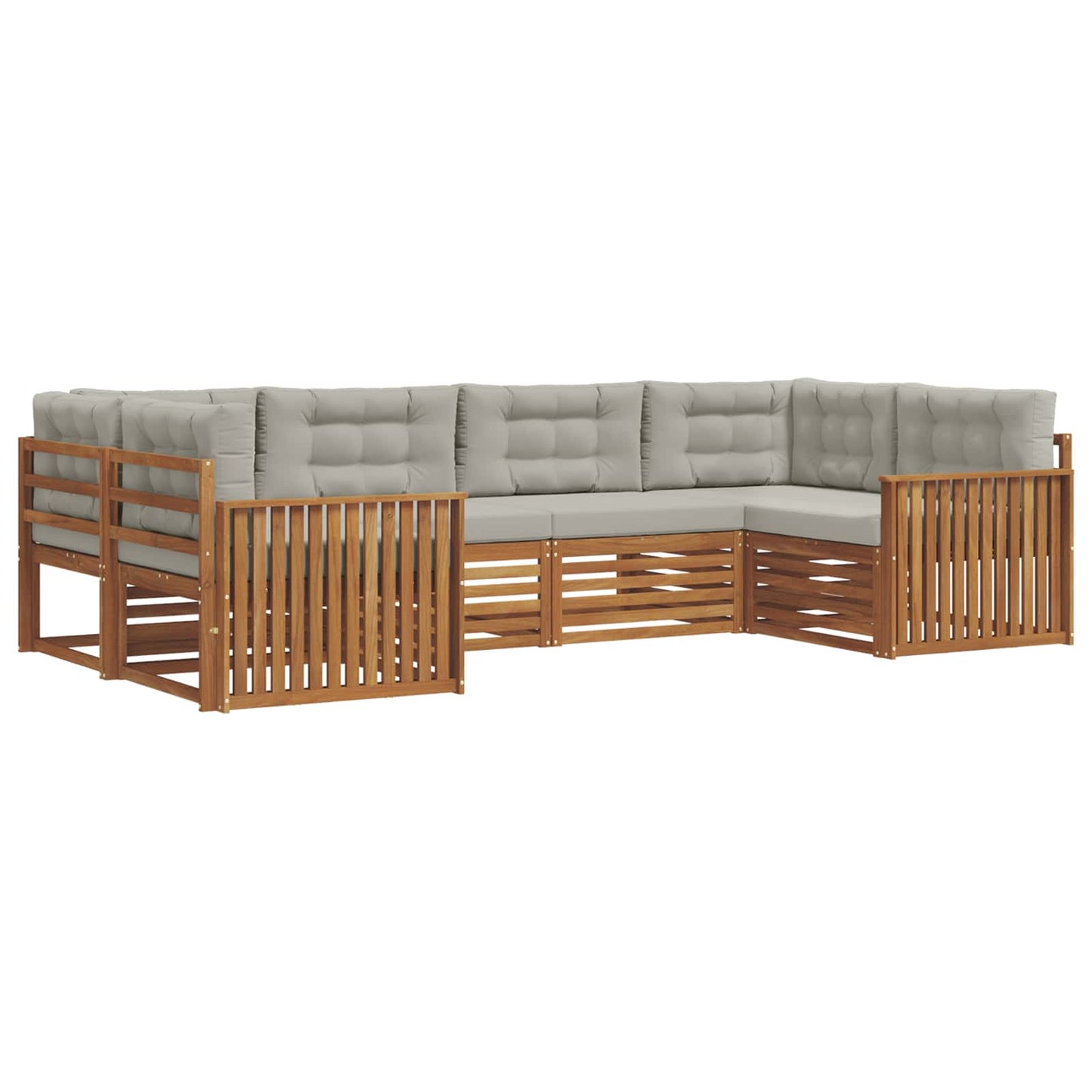 Buiten bankenset met kussen 6 pcs Natuurlijk en Lichtgrijs is nu te koop bij PeponiXL, paradijselijk wonen!