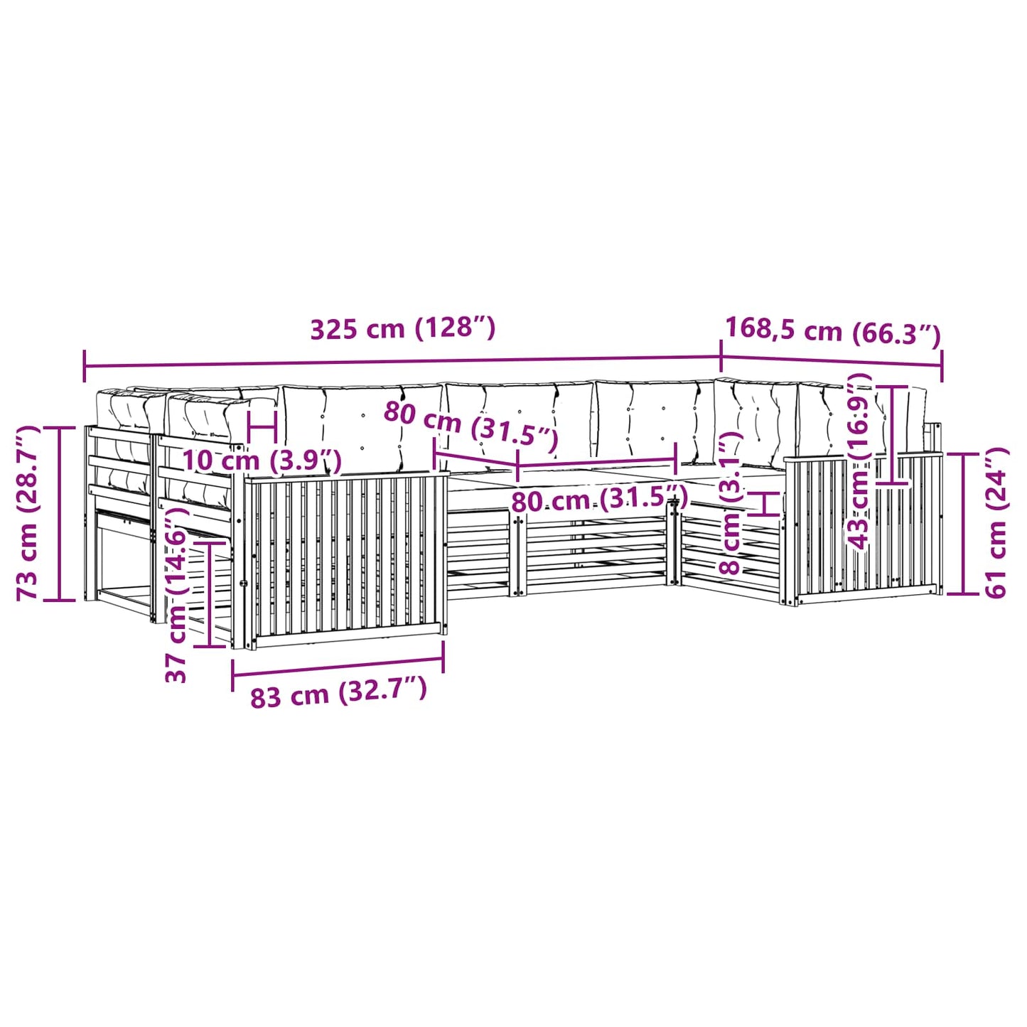 Buiten bankenset met kussen 6 pcs Natuurlijk en Lichtgrijs is nu te koop bij PeponiXL, paradijselijk wonen!