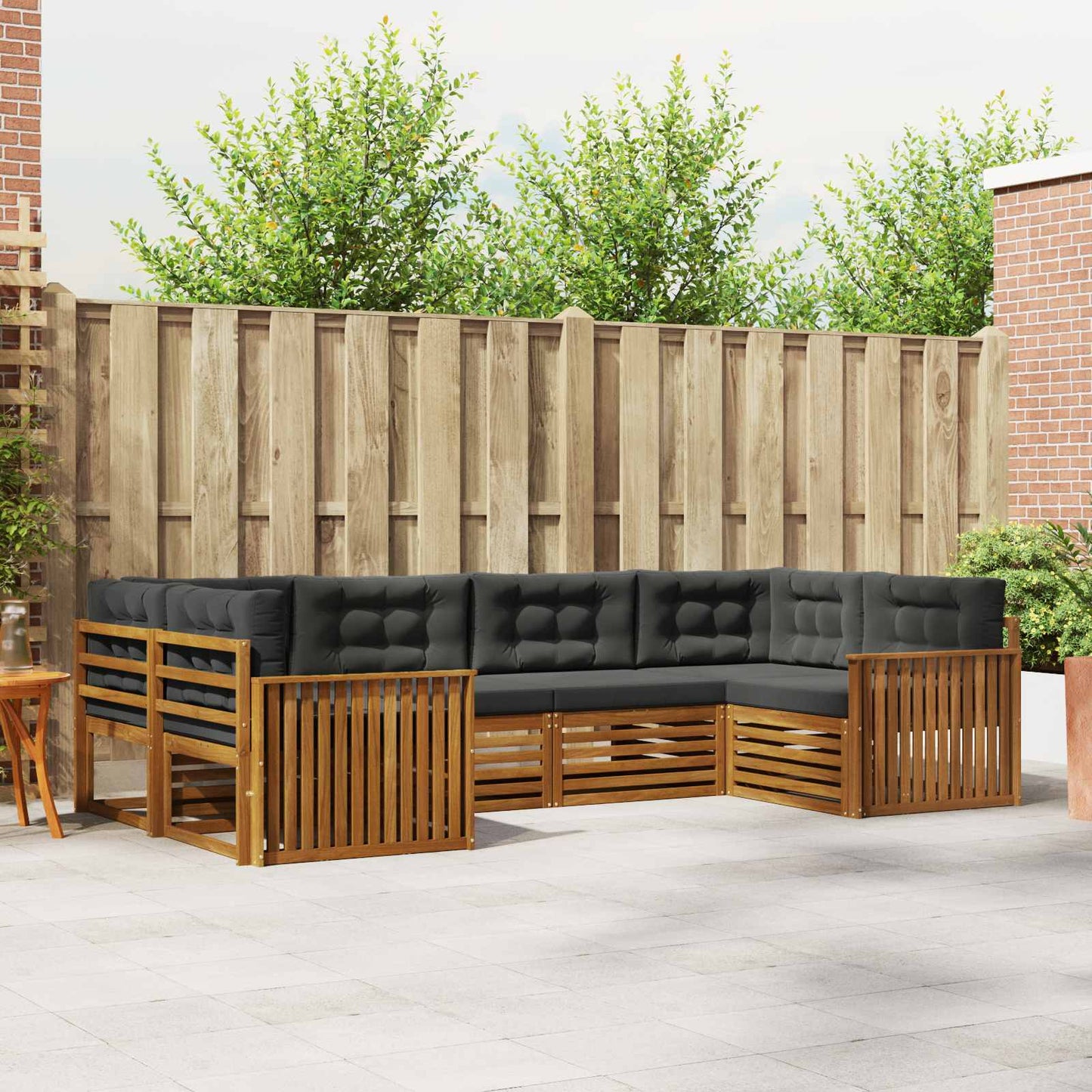 Buiten bankenset met kussen 6 pcs Natuurlijk en Antraciet is nu te koop bij PeponiXL, paradijselijk wonen!