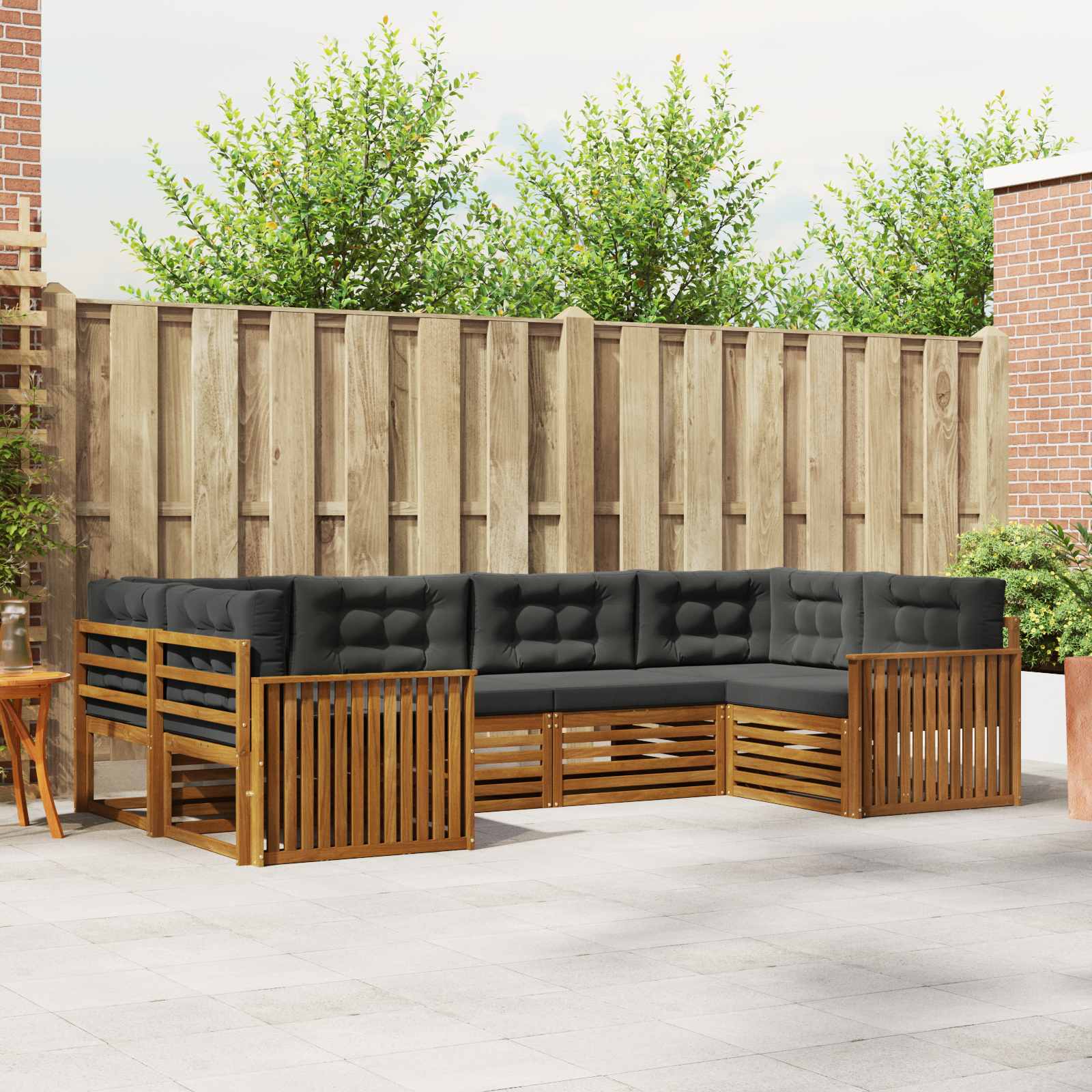 Buiten bankenset met kussen 6 pcs Natuurlijk en Antraciet is nu te koop bij PeponiXL, paradijselijk wonen!