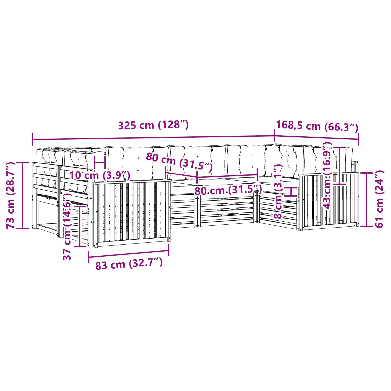 Buiten bankenset met kussen 6 pcs Natuurlijk en Antraciet is nu te koop bij PeponiXL, paradijselijk wonen!