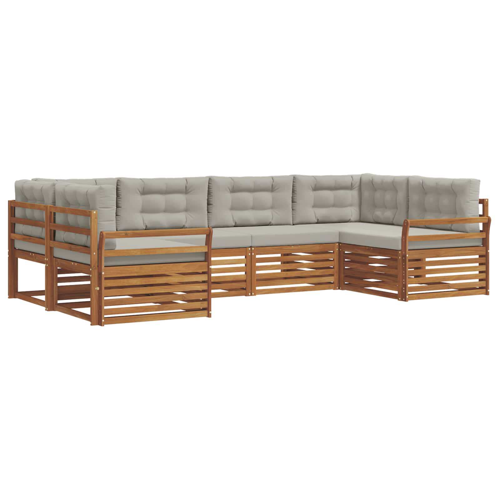 Buiten bankenset met kussen 6 pcs Natuurlijk en Lichtgrijs is nu te koop bij PeponiXL, paradijselijk wonen!