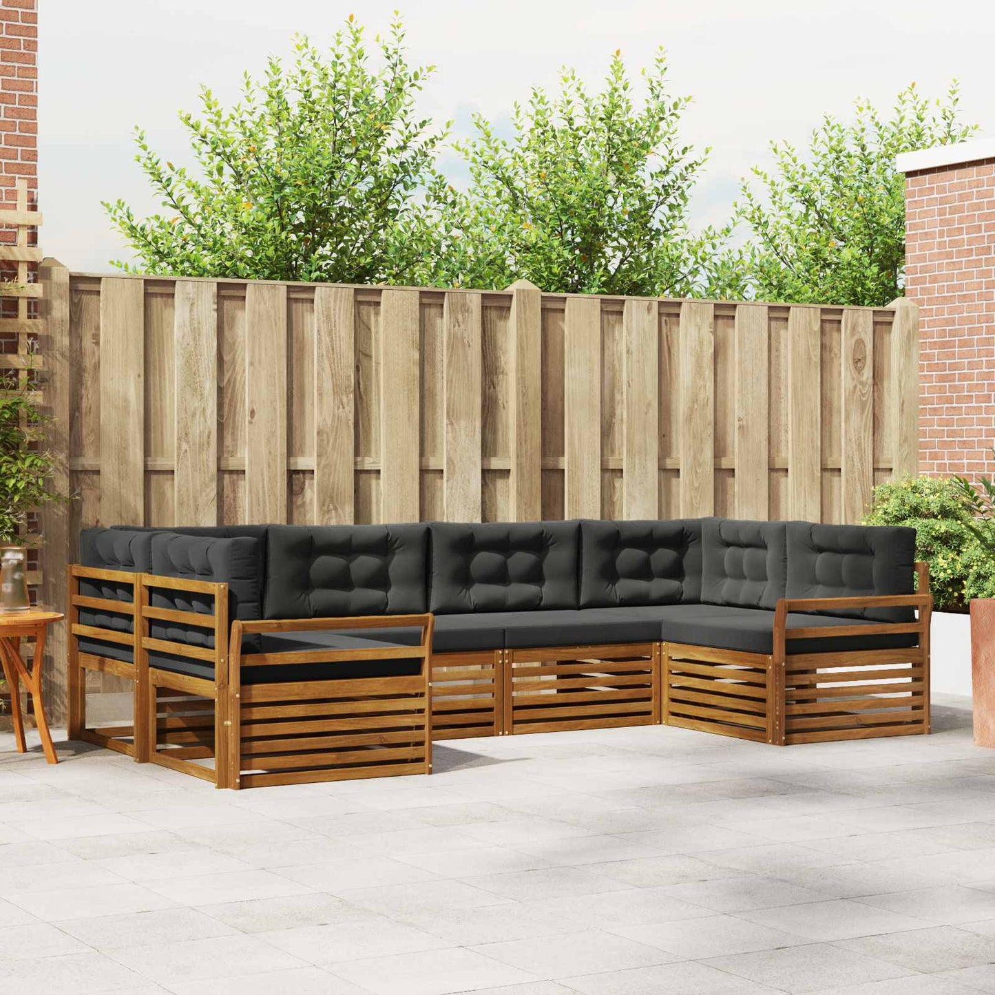 Buiten bankenset met kussen 6 pcs Natuurlijk en Antraciet is nu te koop bij PeponiXL, paradijselijk wonen!