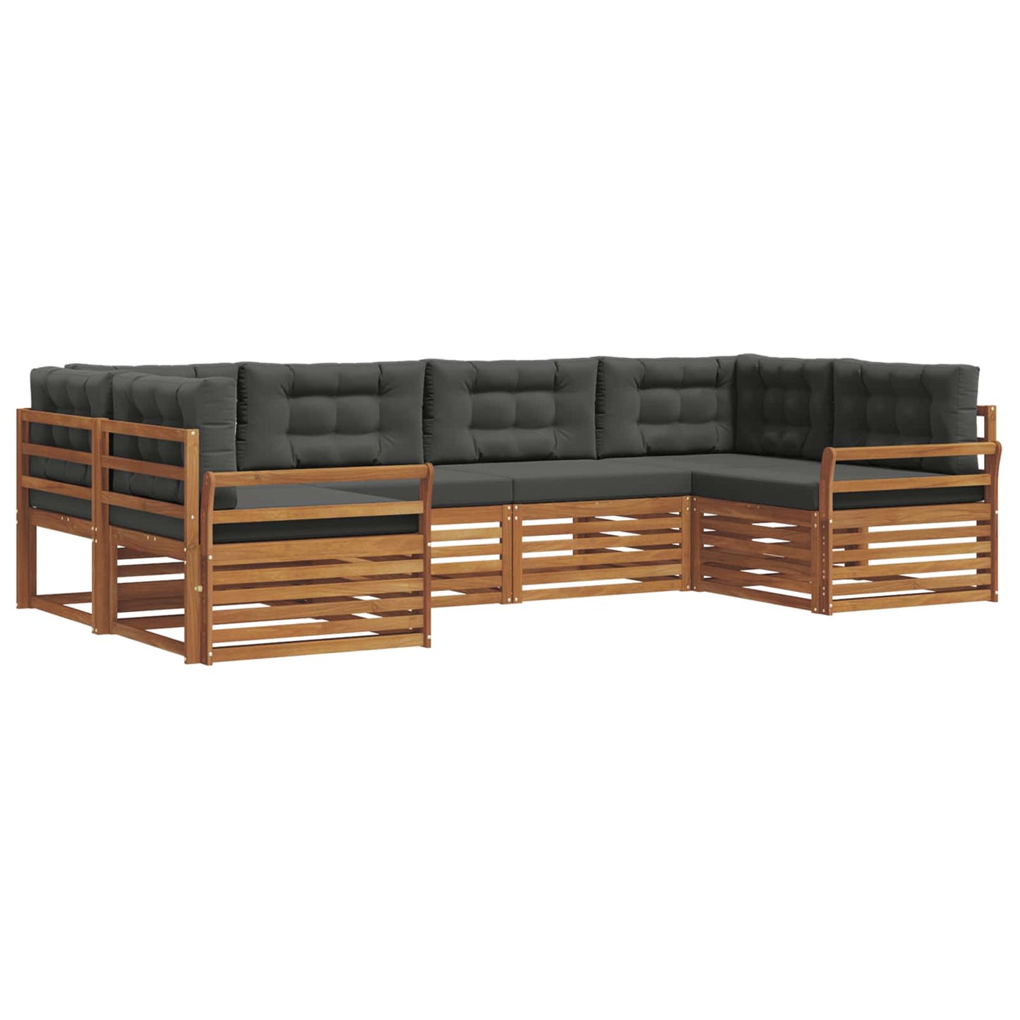 Buiten bankenset met kussen 6 pcs Natuurlijk en Antraciet is nu te koop bij PeponiXL, paradijselijk wonen!