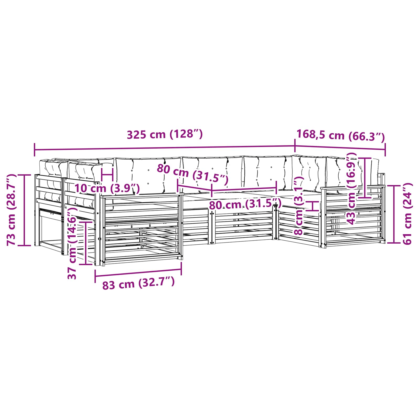 Buiten bankenset met kussen 6 pcs Natuurlijk en Lichtgrijs is nu te koop bij PeponiXL, paradijselijk wonen!