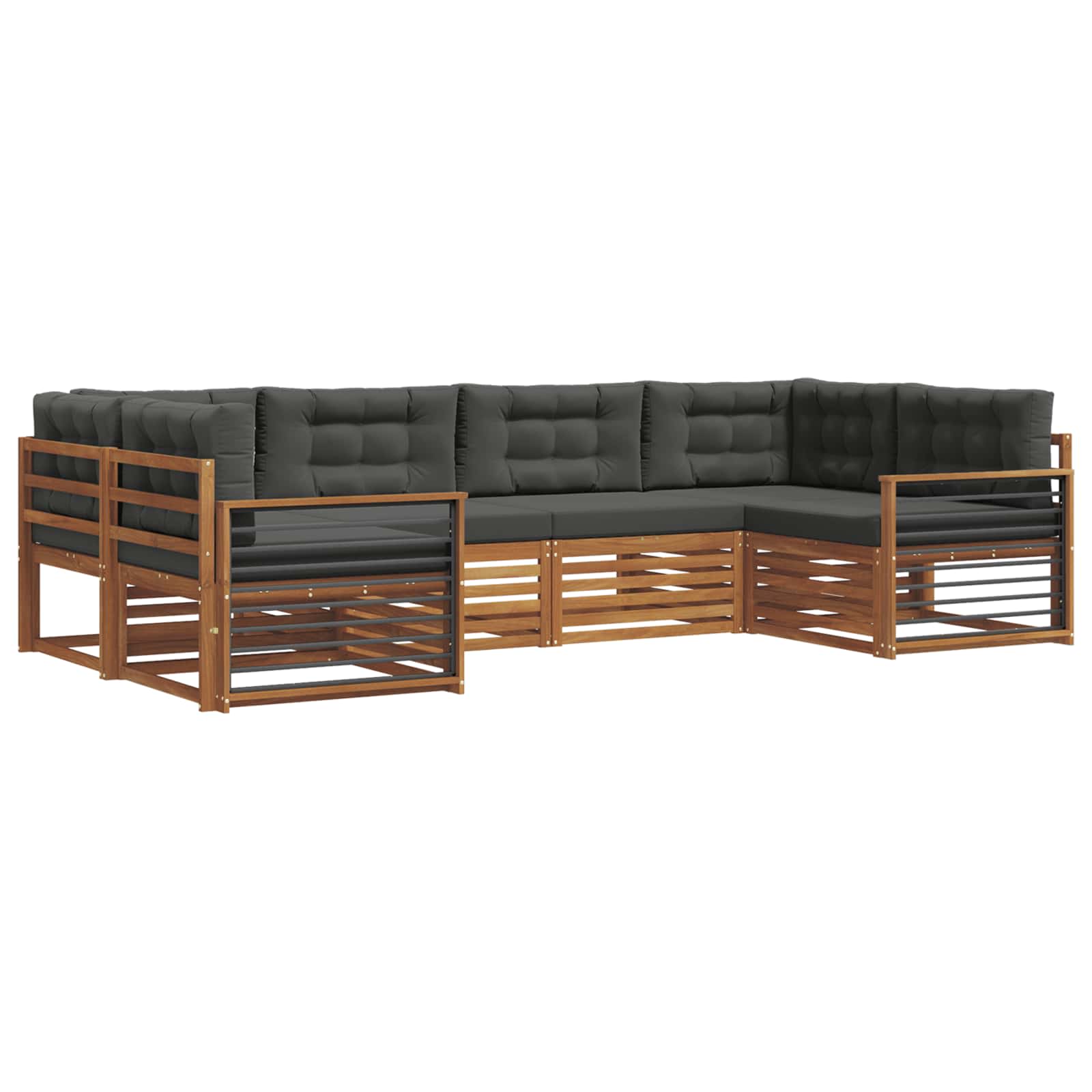 Buiten bankenset met kussen 6 pcs Natuurlijk en Antraciet is nu te koop bij PeponiXL, paradijselijk wonen!