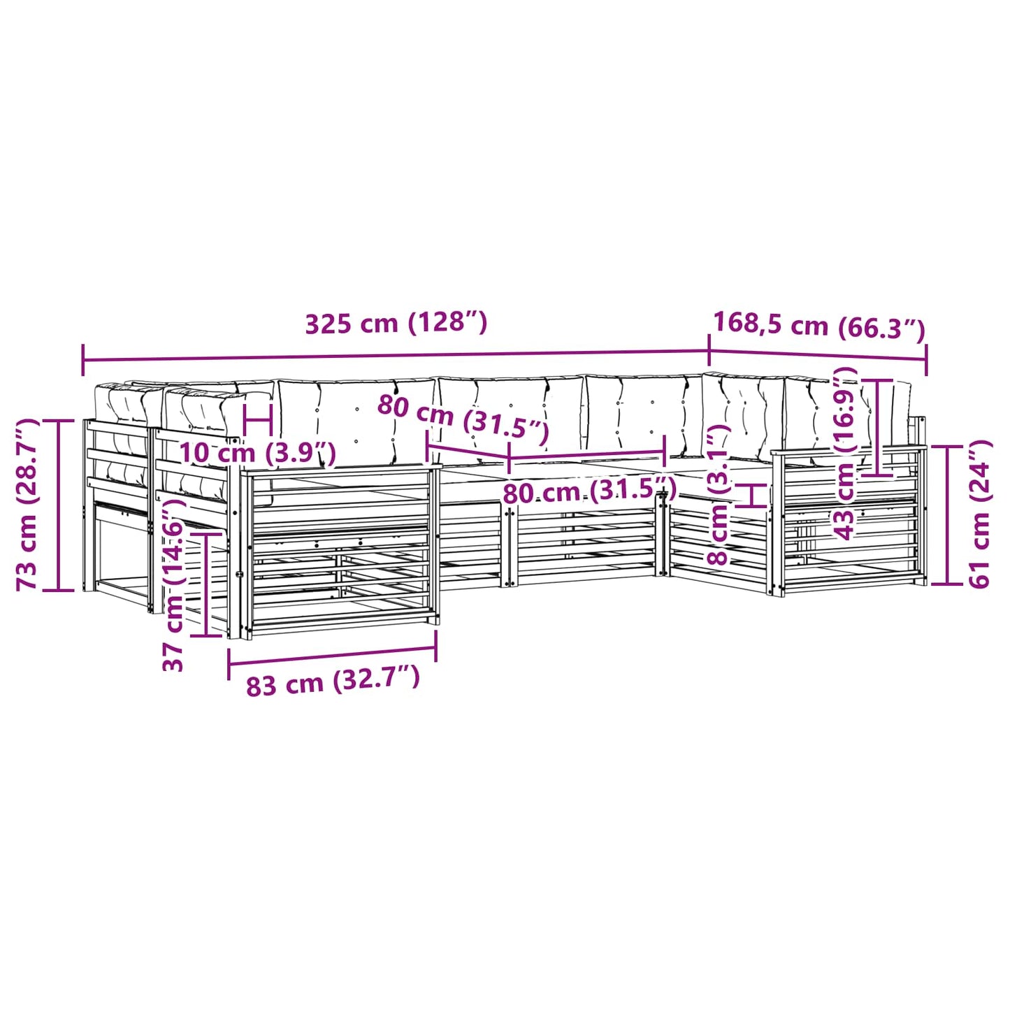 Buiten bankenset met kussen 6 pcs Natuurlijk en Antraciet is nu te koop bij PeponiXL, paradijselijk wonen!