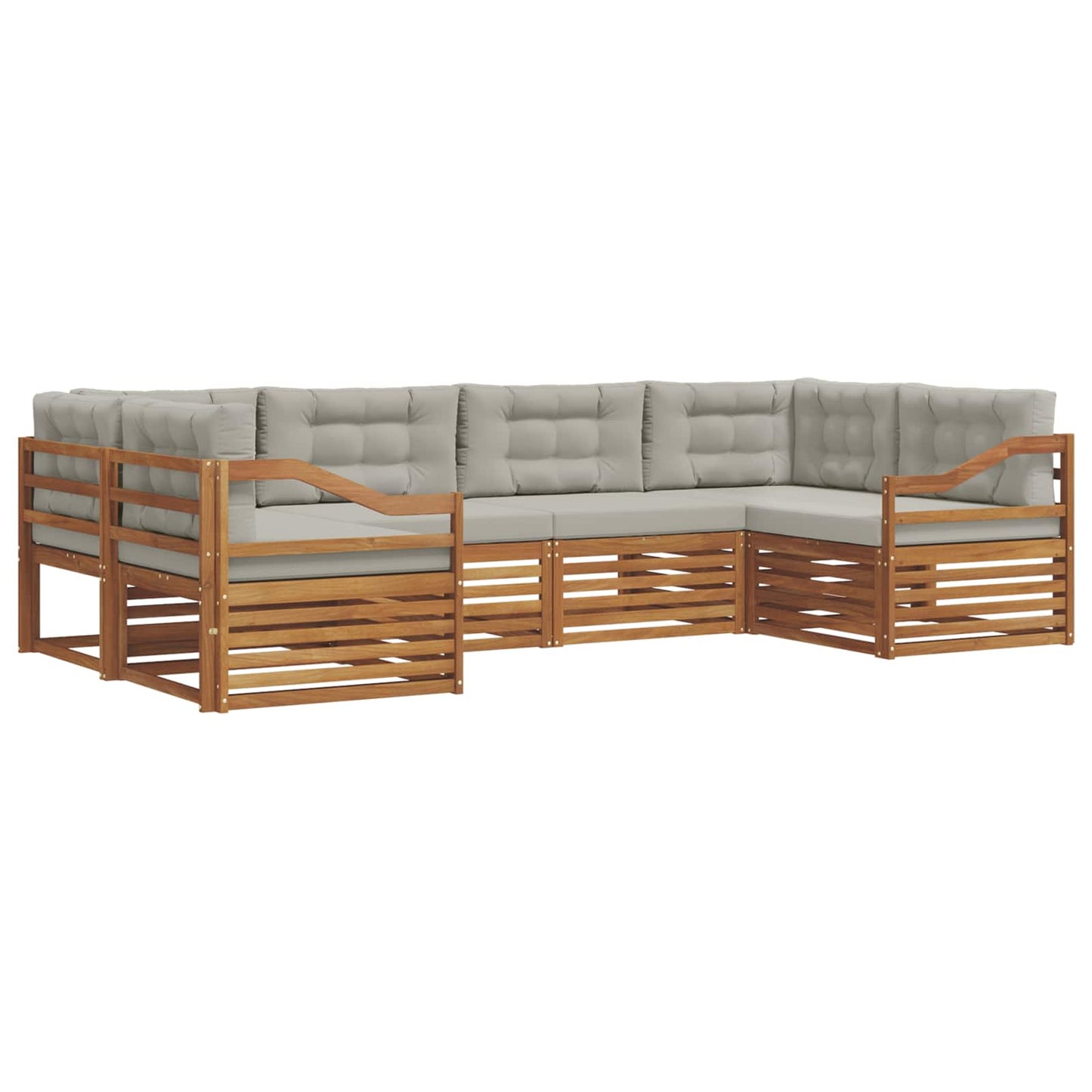 Buiten bankenset met kussen 6 pcs Natuurlijk en Lichtgrijs is nu te koop bij PeponiXL, paradijselijk wonen!