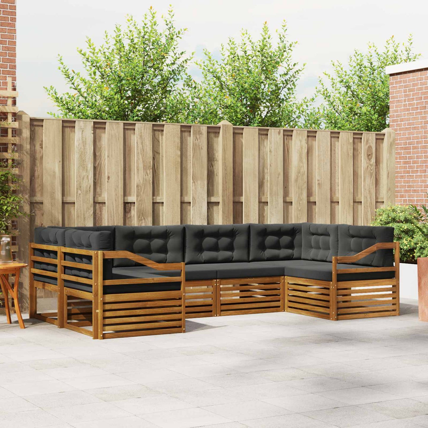 Buiten bankenset met kussen 6 pcs Natuurlijk en Antraciet is nu te koop bij PeponiXL, paradijselijk wonen!