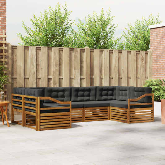 Buiten bankenset met kussen 6 pcs Natuurlijk en Antraciet is nu te koop bij PeponiXL, paradijselijk wonen!