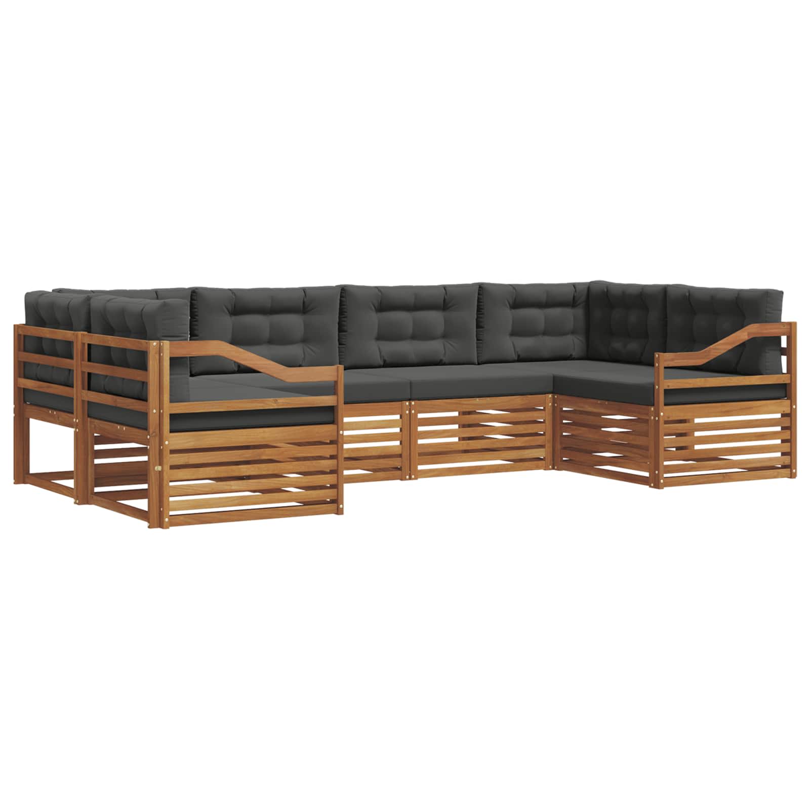 Buiten bankenset met kussen 6 pcs Natuurlijk en Antraciet is nu te koop bij PeponiXL, paradijselijk wonen!