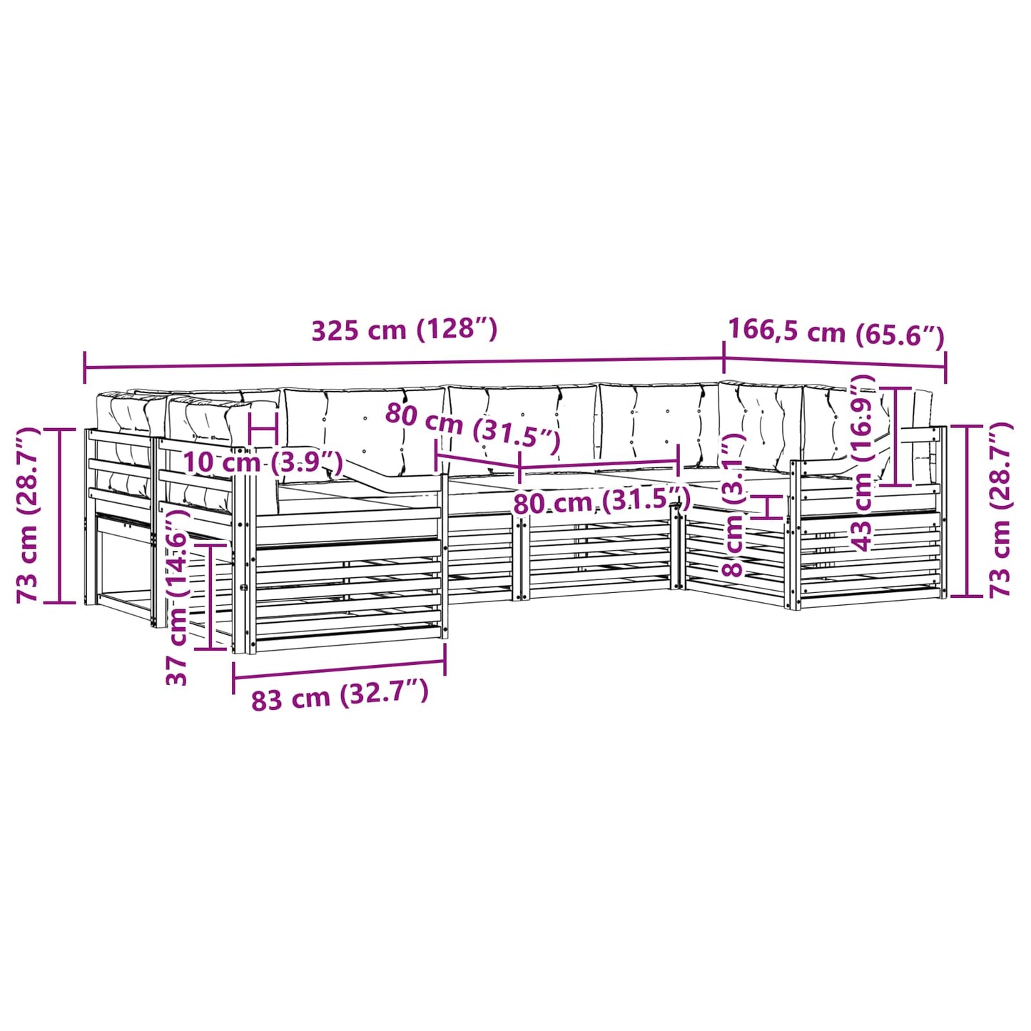 Buiten bankenset met kussen 6 pcs Natuurlijk en Antraciet is nu te koop bij PeponiXL, paradijselijk wonen!