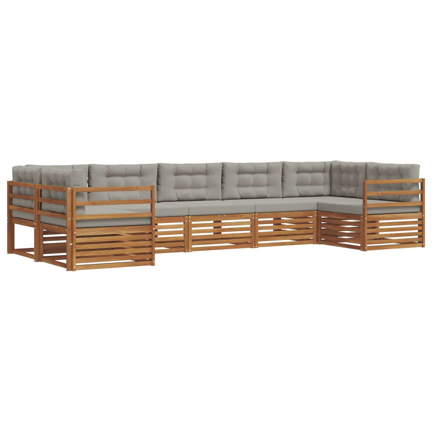 Buiten bankenset met kussen 7 pcs Natuurlijk en Lichtgrijs is nu te koop bij PeponiXL, paradijselijk wonen!