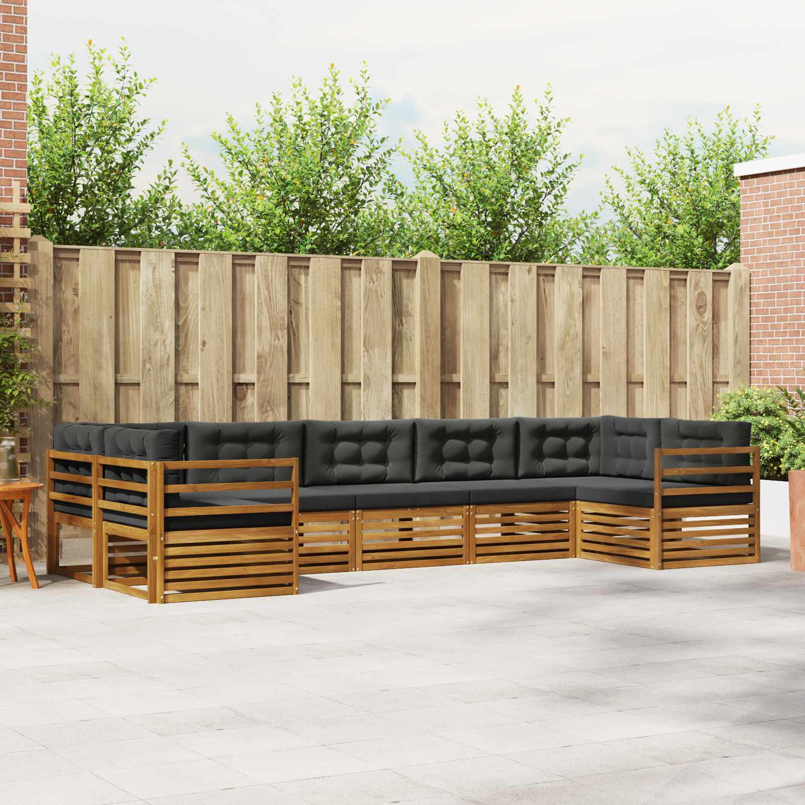 Buiten bankenset met kussen 7 pcs Natuurlijk en Antraciet is nu te koop bij PeponiXL, paradijselijk wonen!