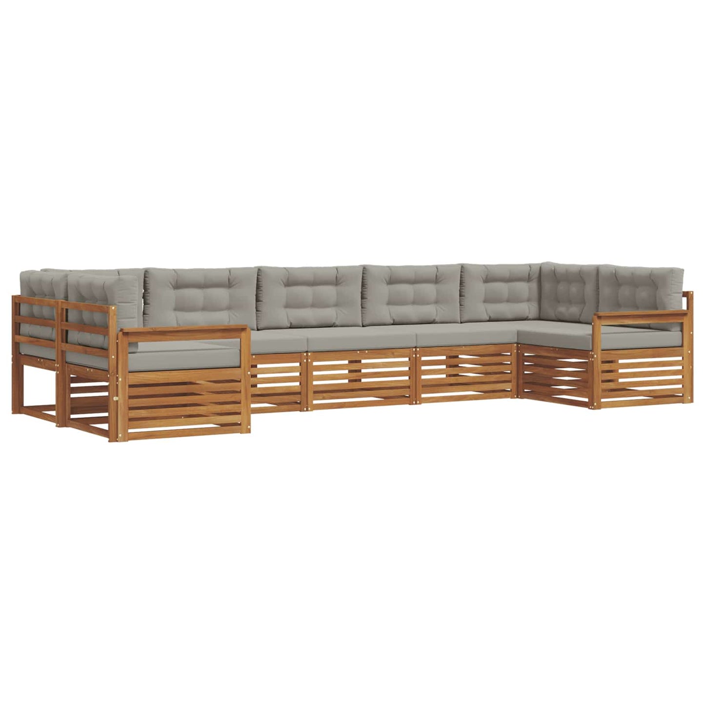 Buiten bankenset met kussen 7 pcs Natuurlijk en Lichtgrijs is nu te koop bij PeponiXL, paradijselijk wonen!