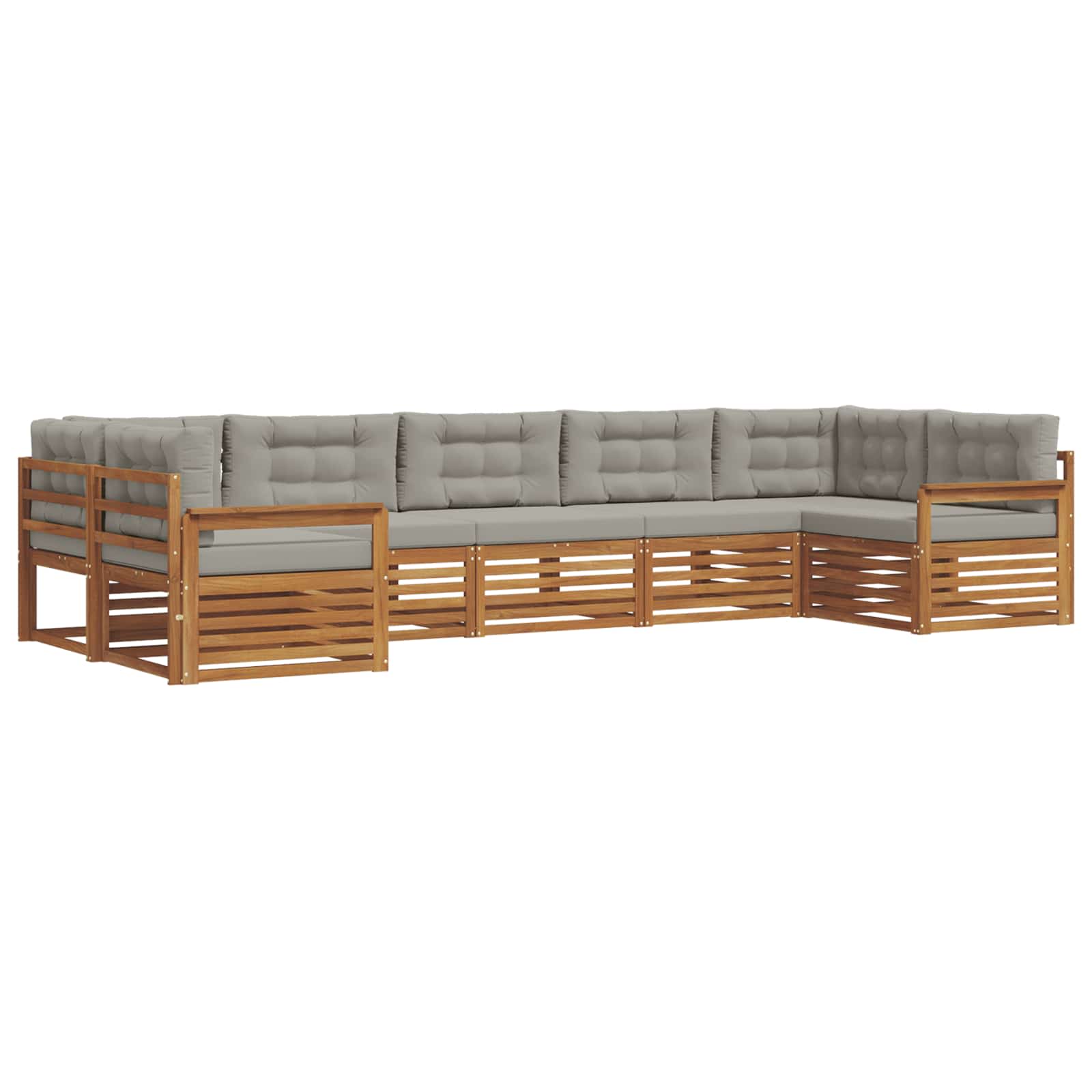 Buiten bankenset met kussen 7 pcs Natuurlijk en Lichtgrijs is nu te koop bij PeponiXL, paradijselijk wonen!