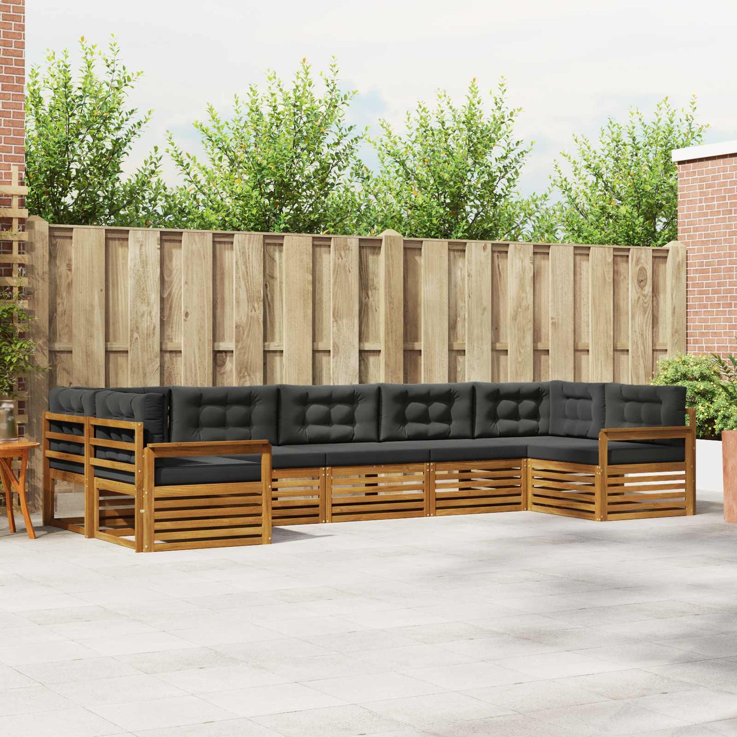 Buiten bankenset met kussen 7 pcs Natuurlijk en Antraciet is nu te koop bij PeponiXL, paradijselijk wonen!