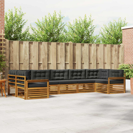 Buiten bankenset met kussen 7 pcs Natuurlijk en Antraciet is nu te koop bij PeponiXL, paradijselijk wonen!