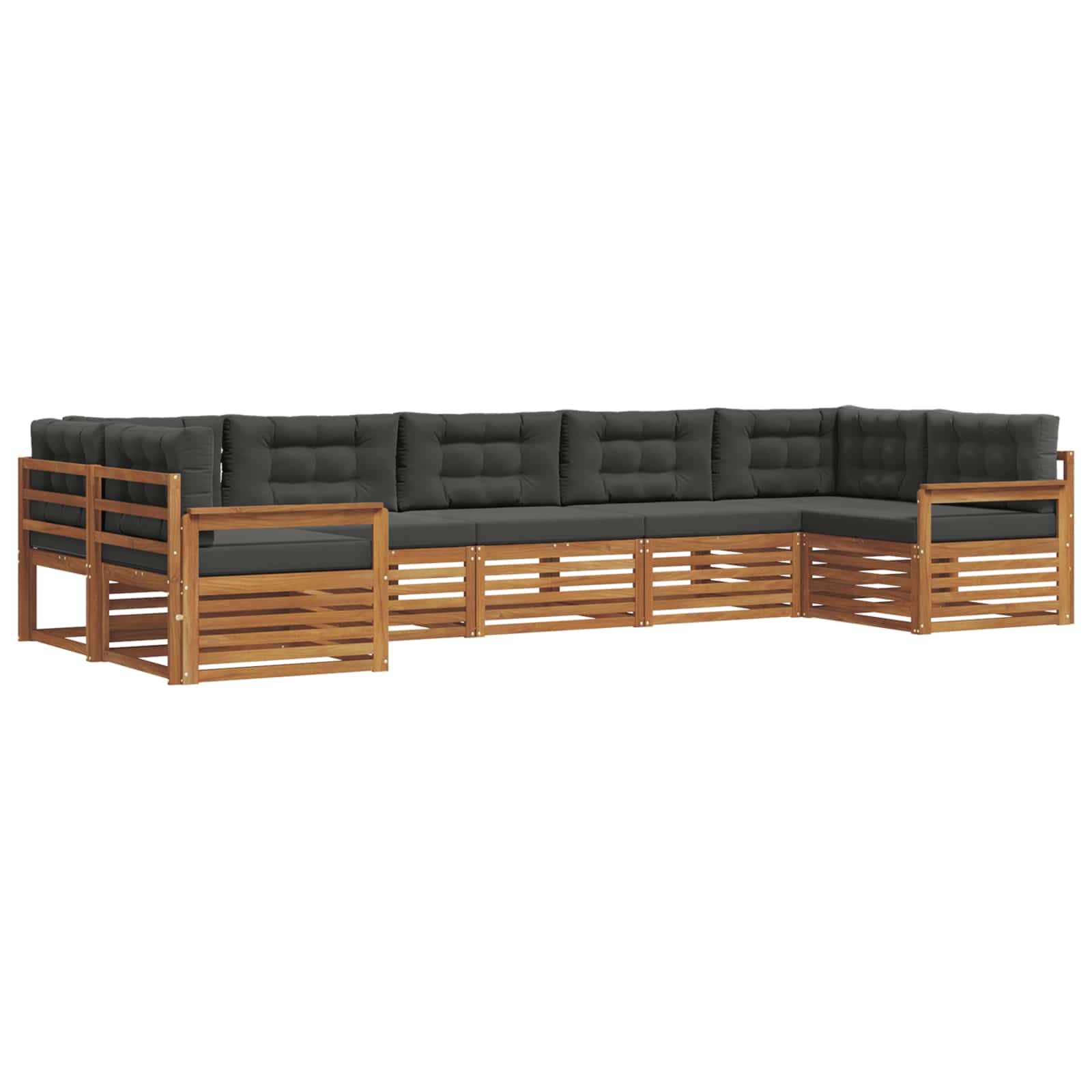Buiten bankenset met kussen 7 pcs Natuurlijk en Antraciet is nu te koop bij PeponiXL, paradijselijk wonen!