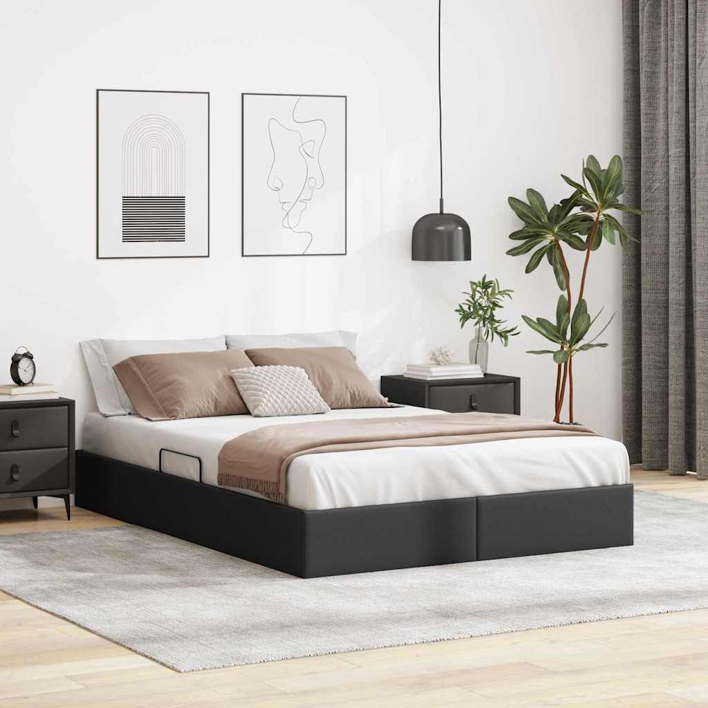 Opslag bed met opslag Zwart 137 x 190 cm Kunstleer is nu te koop bij PeponiXL, paradijselijk wonen!
