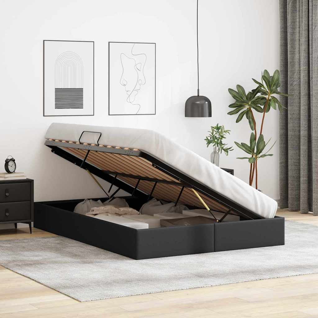 Opslag bed met opslag Zwart 137 x 190 cm Kunstleer is nu te koop bij PeponiXL, paradijselijk wonen!