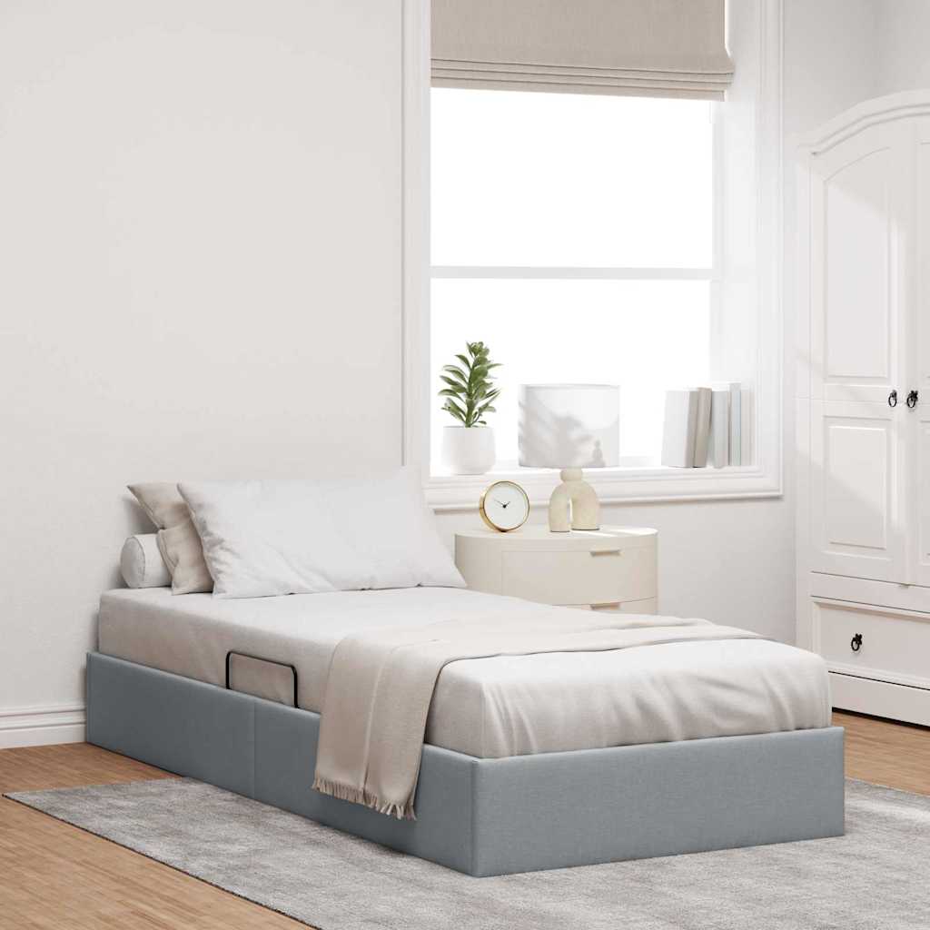 Opslag bed met hoofdeinde Lichtgrijs 90 x 190 cm Stof is nu te koop bij PeponiXL, paradijselijk wonen!