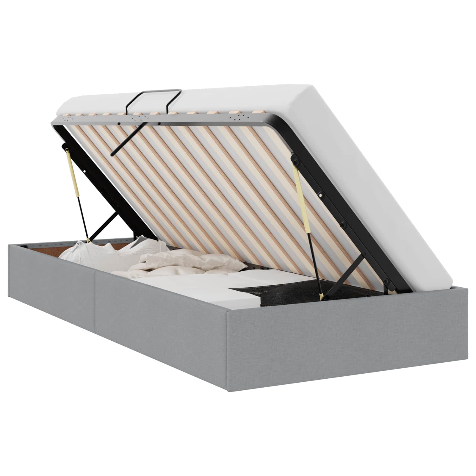 Opslag bed met hoofdeinde Lichtgrijs 90 x 190 cm Stof is nu te koop bij PeponiXL, paradijselijk wonen!