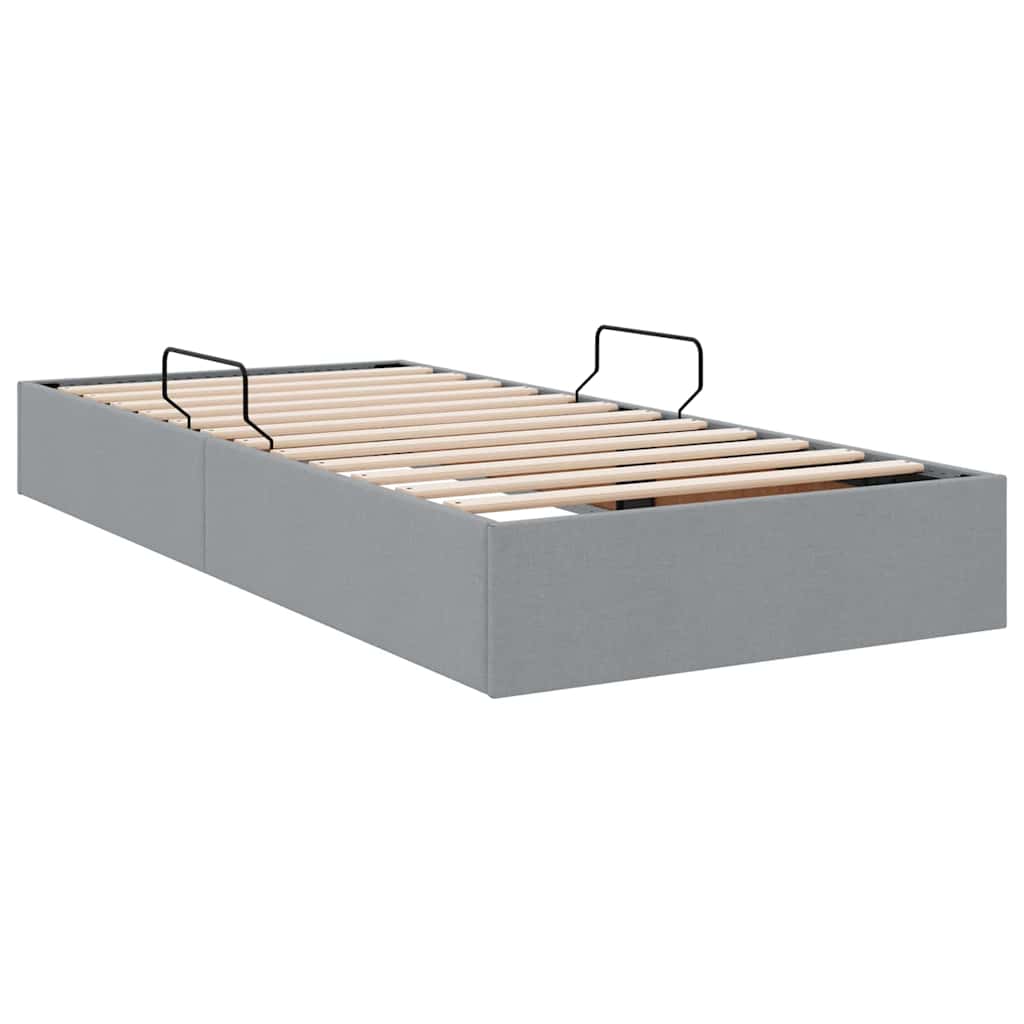 Opslag bed met hoofdeinde Lichtgrijs 90 x 190 cm Stof is nu te koop bij PeponiXL, paradijselijk wonen!
