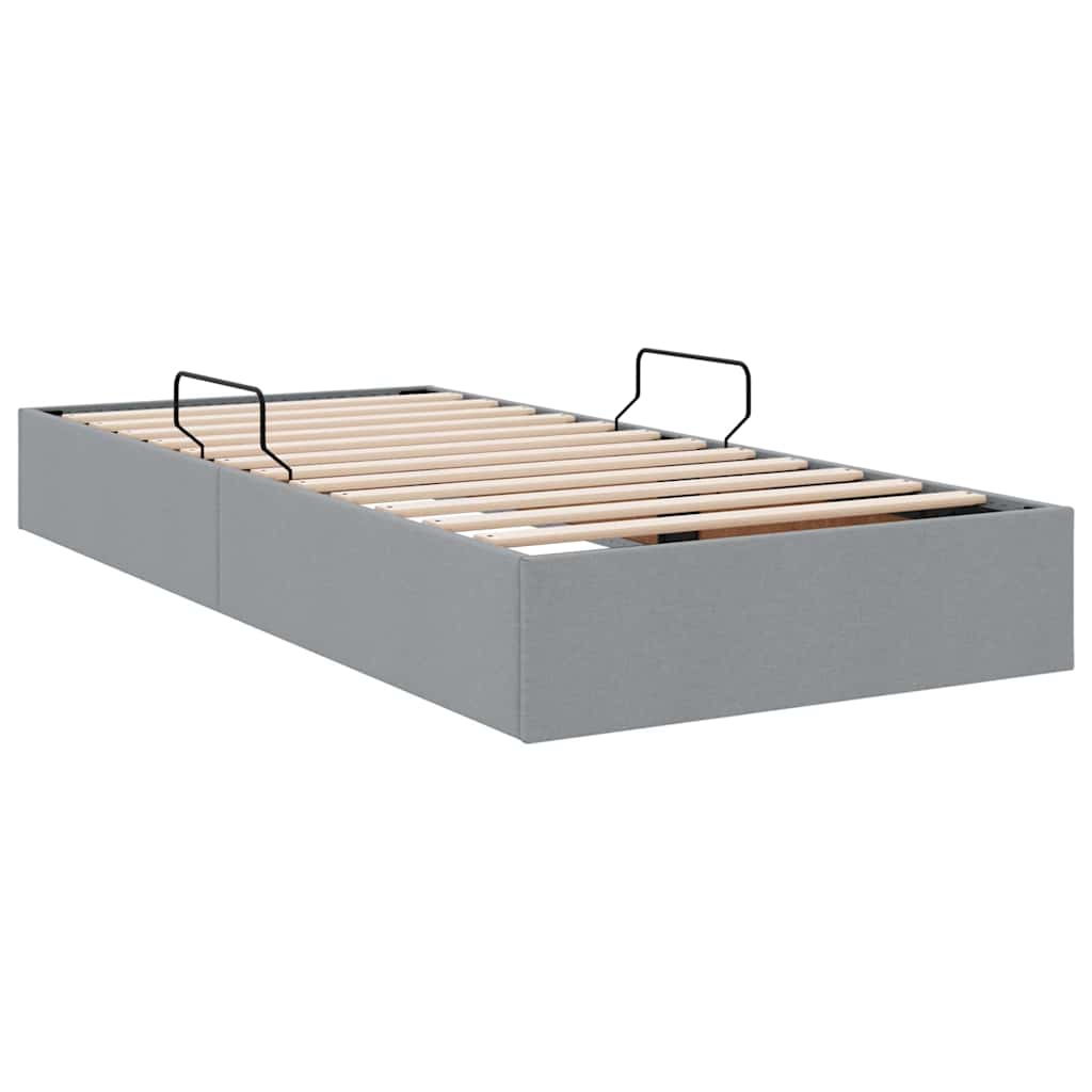Opslag bed met hoofdeinde Lichtgrijs 90 x 190 cm Stof is nu te koop bij PeponiXL, paradijselijk wonen!