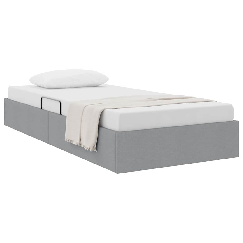 Opslag bed met hoofdeinde Lichtgrijs 90 x 190 cm Stof is nu te koop bij PeponiXL, paradijselijk wonen!