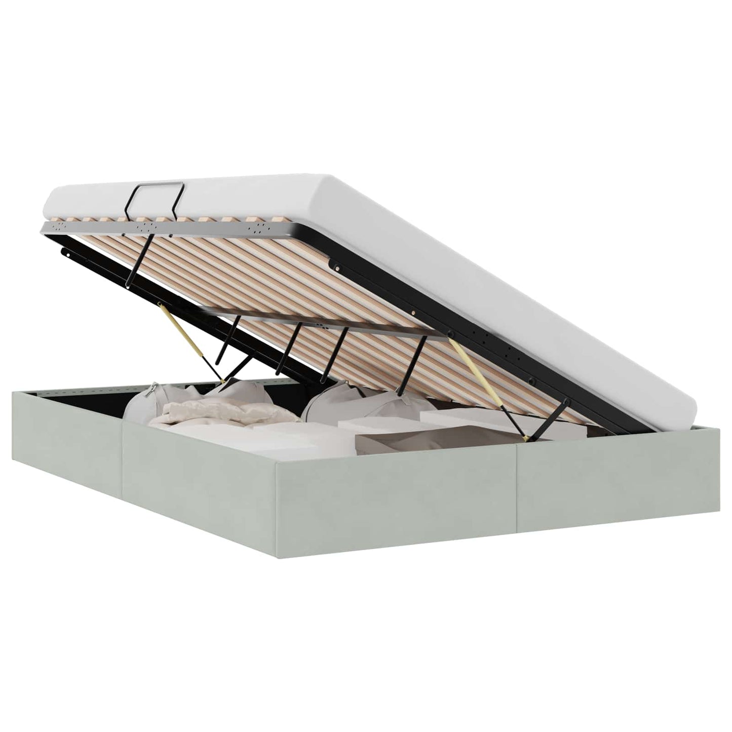 Opslag bed met opslag Lichtgrijs 137 x 190 cm fluweel