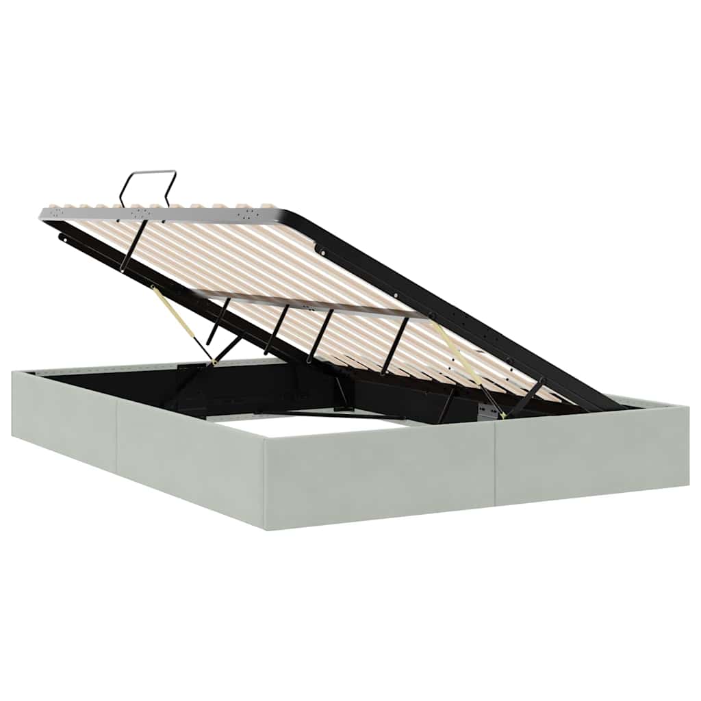 Opslag bed met opslag Lichtgrijs 137 x 190 cm fluweel