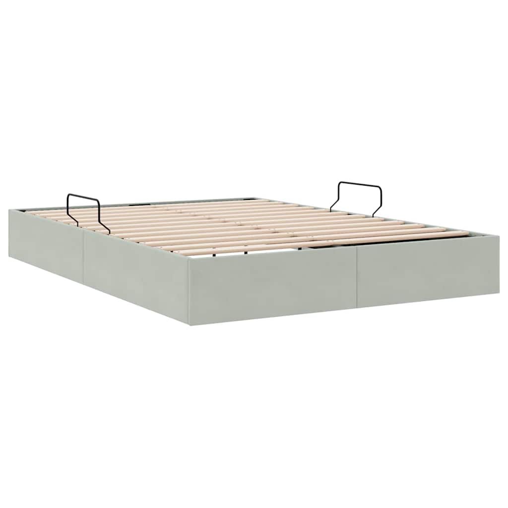 Opslag bed met opslag Lichtgrijs 137 x 190 cm fluweel
