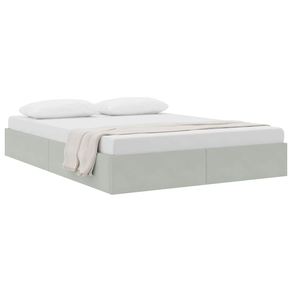 Opslag bed met opslag Lichtgrijs 137 x 190 cm fluweel