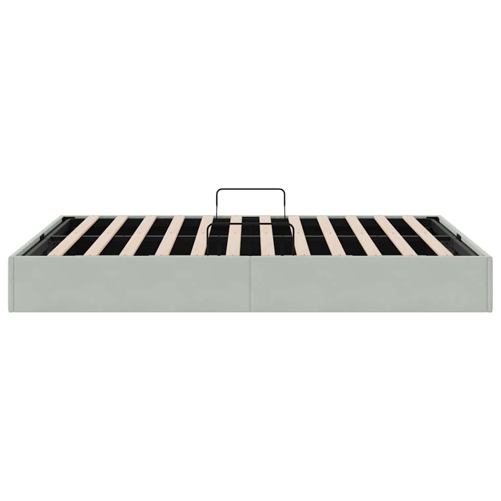 Opslag bed met opslag Lichtgrijs 137 x 190 cm fluweel
