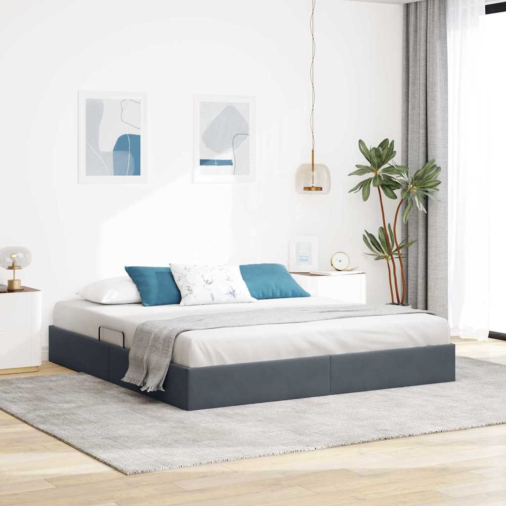 Opslag bed met opslag Donkergrijs 183 x 213 cm fluweel
