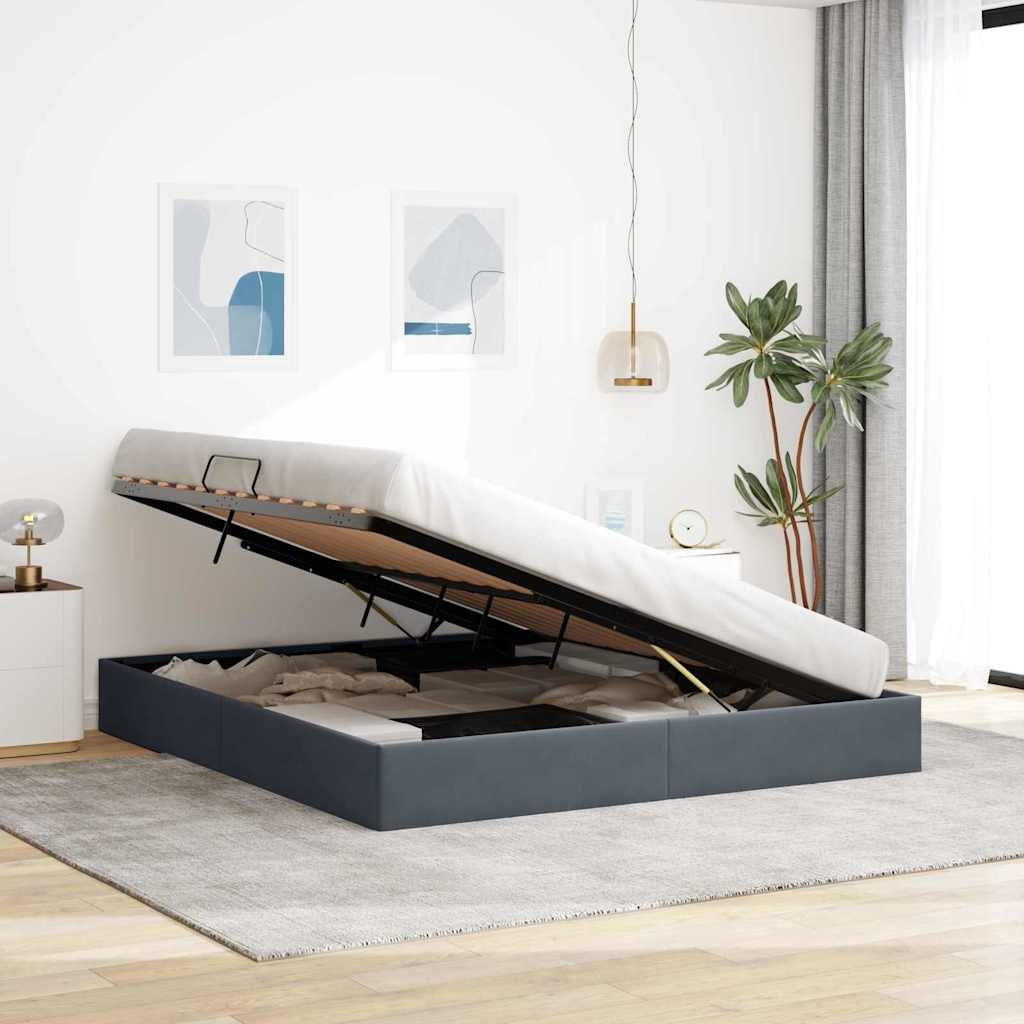 Opslag bed met opslag Donkergrijs 183 x 213 cm fluweel